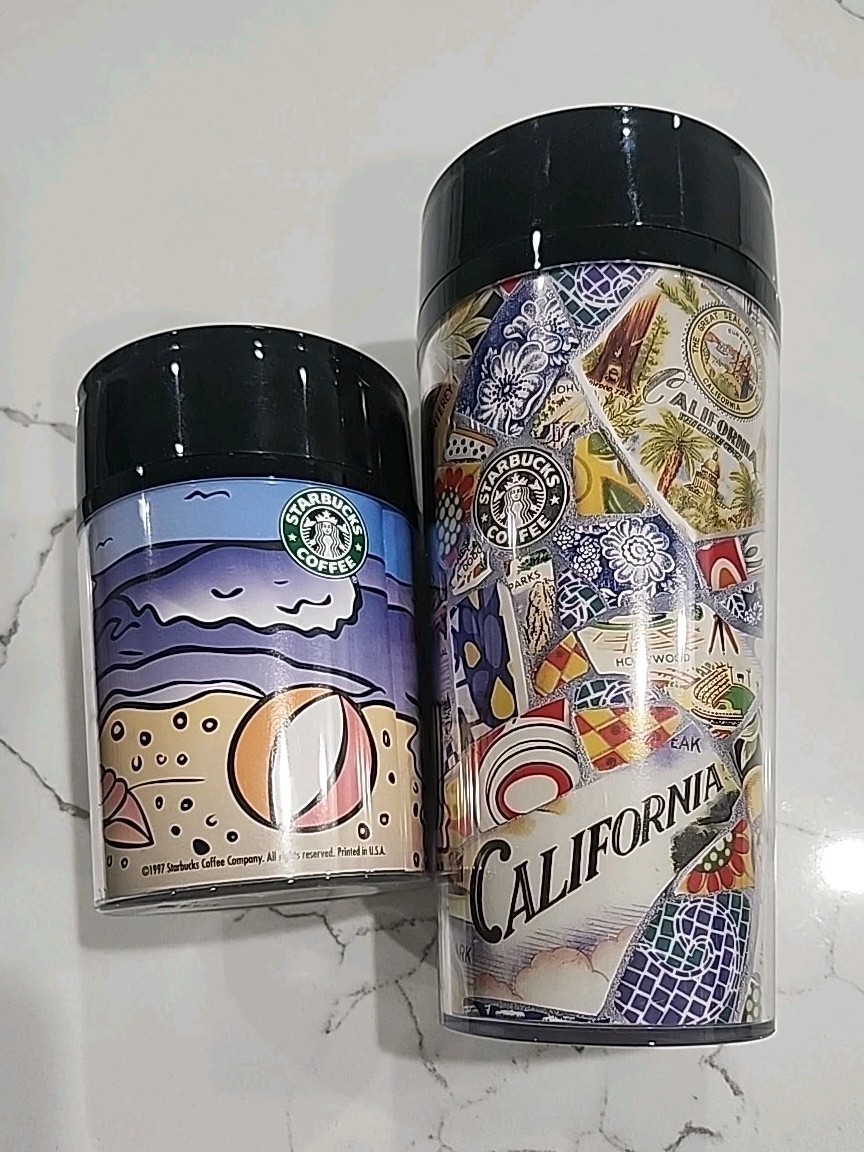 NOS Vintage Starbucks Y2K California Shards 16 oz & 8oz Summer Tumblers Made USA NOS Vintage Starbucks Y2K California Shards 16 oz & 8oz Summer Tumblers Made USA