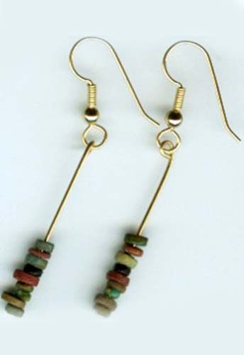 BC1100 Colorful Ancient Egypt Faience Silica Ceramic Proto Glass+14ktGF Earrings