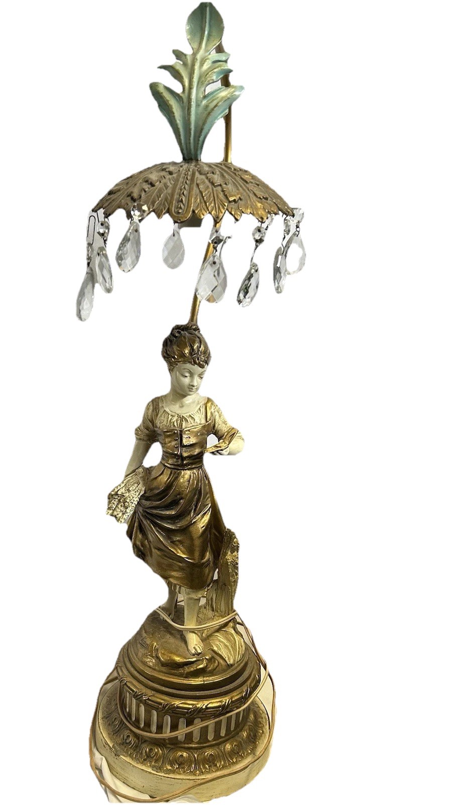 VTG Emile Bruchon Collection Francaise Girl Reading Book Crystal 28” Lamp 131 VTG Emile Bruchon Collection Francaise Girl Reading Book Crystal 28” Lamp 131