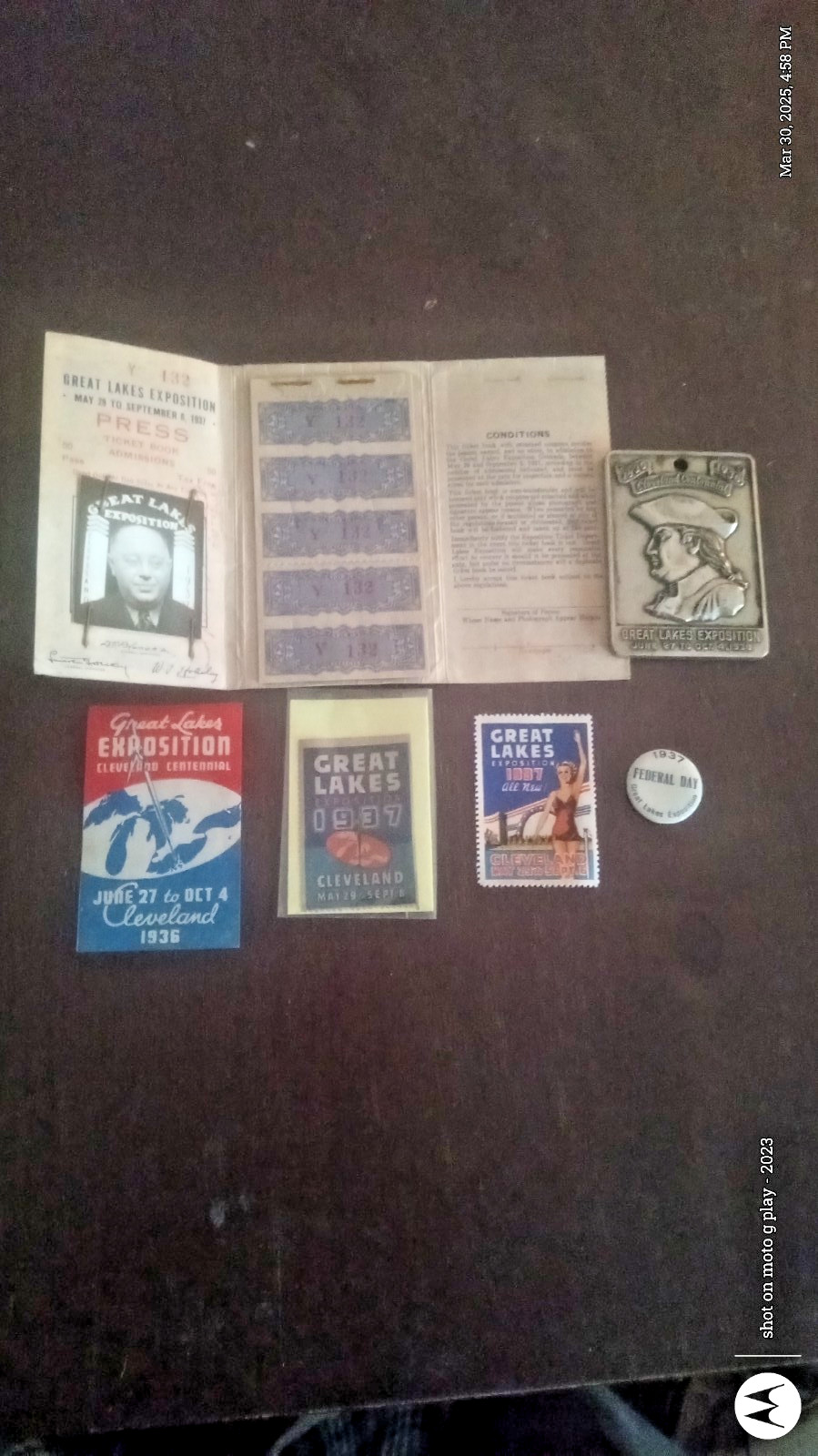 Rare Lot Great Lakes Exposition 1936/37 Advertising Medallion, 3 Stamps, Pin,... Rare Lot Great Lakes Exposition 1936/37 Advertising Medallion, 3 Stamps, Pin,...