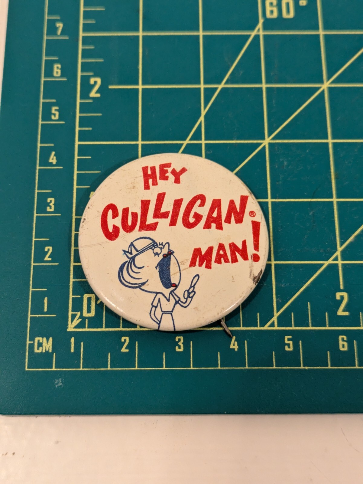 Vintage Hey Culligan Man Pin Button Logo Vintage Hey Culligan Man Pin Button Logo