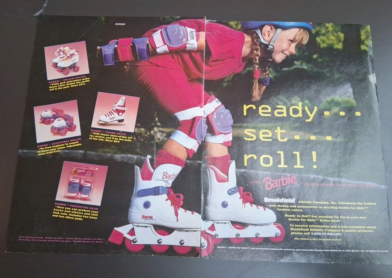 Barbie Roller Skates Brookfield Print Ad 1993 16x11 Barbie Roller Skates Brookfield Print Ad 1993 16x11