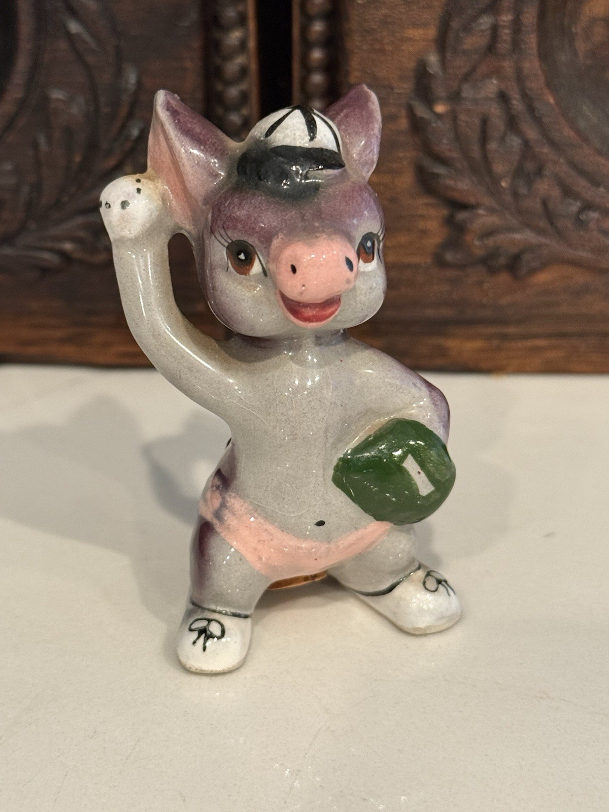 Vintage Artmark Donkey Baseball Anthropomorphic Shaker Figurine Ceramic Japan Vintage Artmark Donkey Baseball Anthropomorphic Shaker Figurine Ceramic Japan