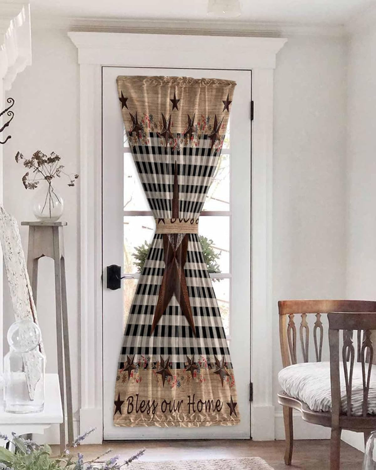 Western Texas Star & Primitive Berries Country Wooden Plank Blackout Thermal Ins