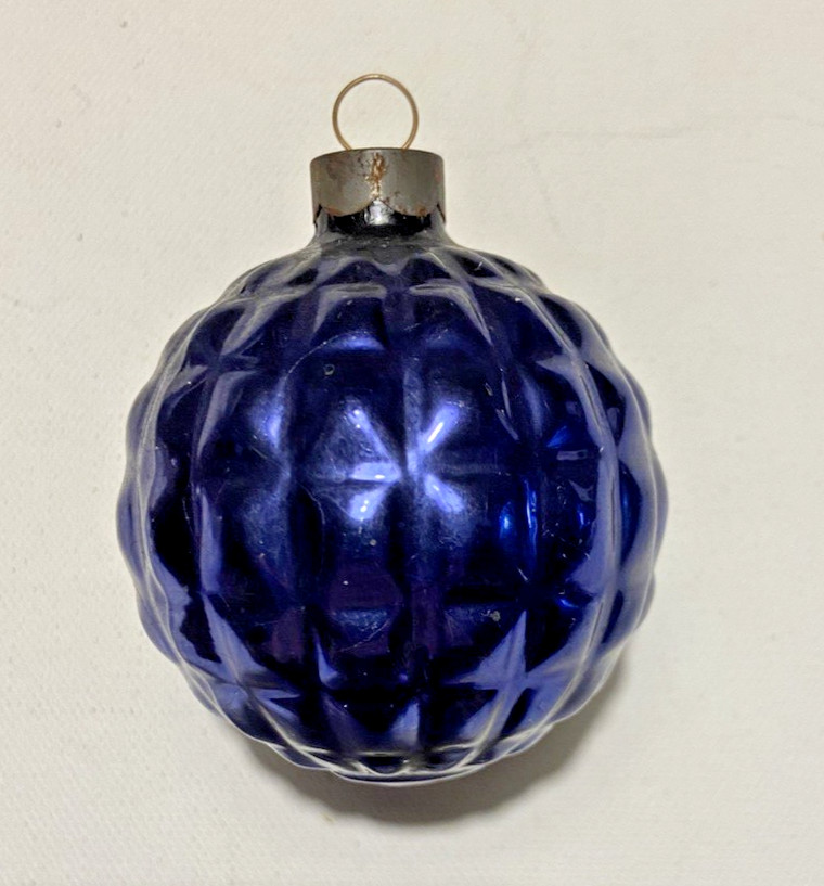 Vintage Blue Purple Glass Corning Outdent Bumpy Golf Ball Christmas Ornament USA Vintage Blue Purple Glass Corning Outdent Bumpy Golf Ball Christmas Ornament USA