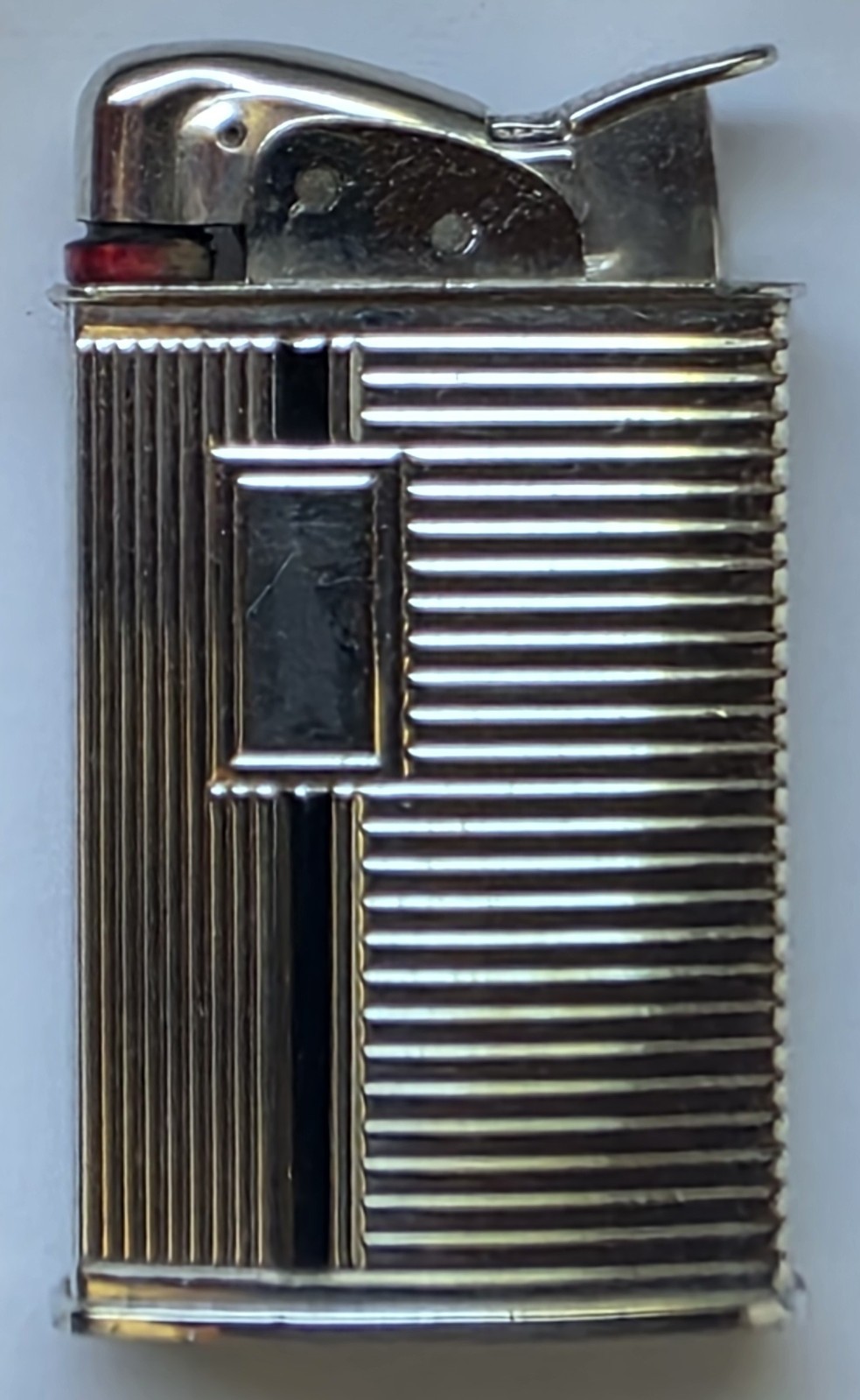 Vintage Evans Spitfire Pocker Lighter Solver Tone Ribbed Body No Spark Nice