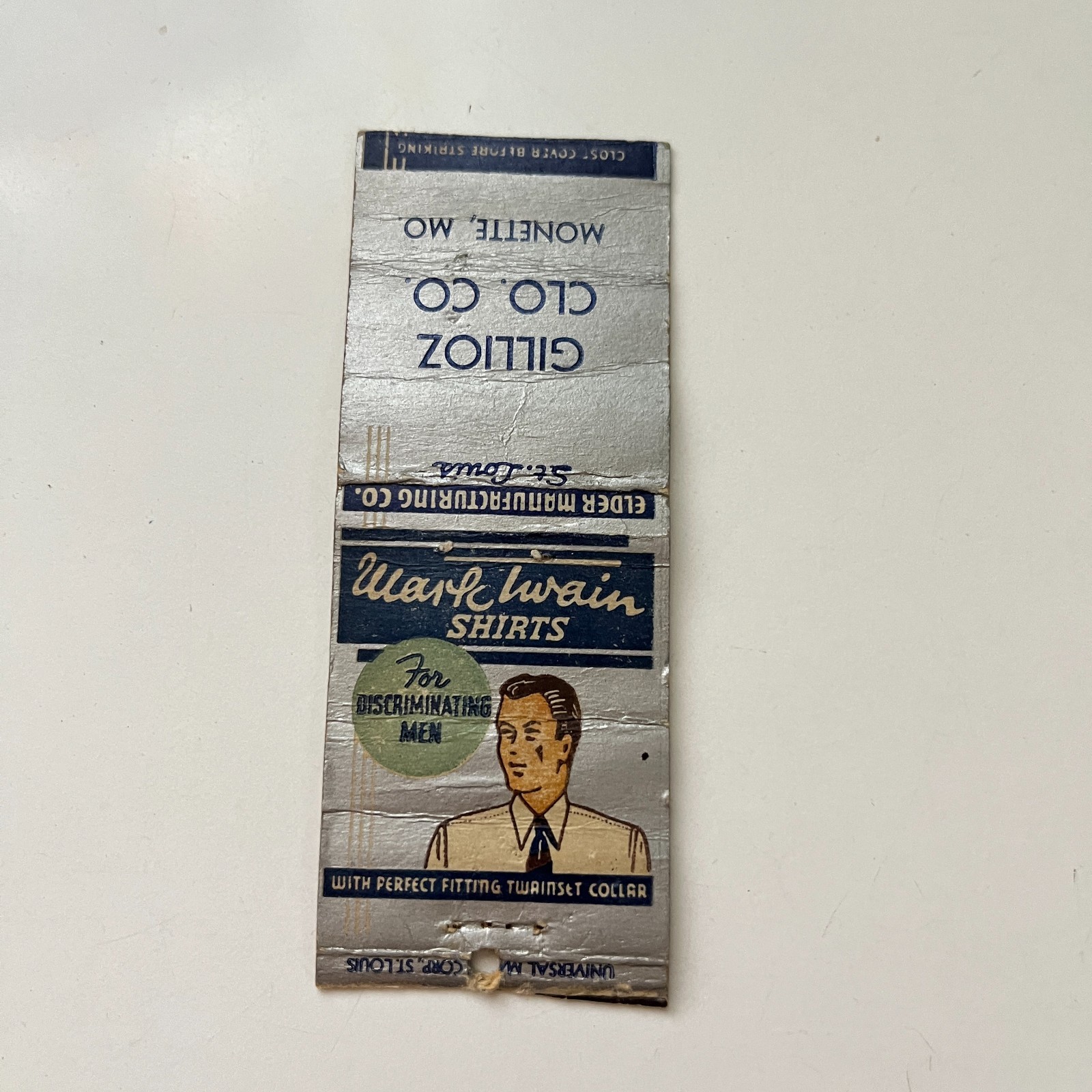 Gillioz Clo. Co. Monette MO Vintage Matchbook Cover TMB77-5 Gillioz Clo. Co. Monette MO Vintage Matchbook Cover TMB77-5