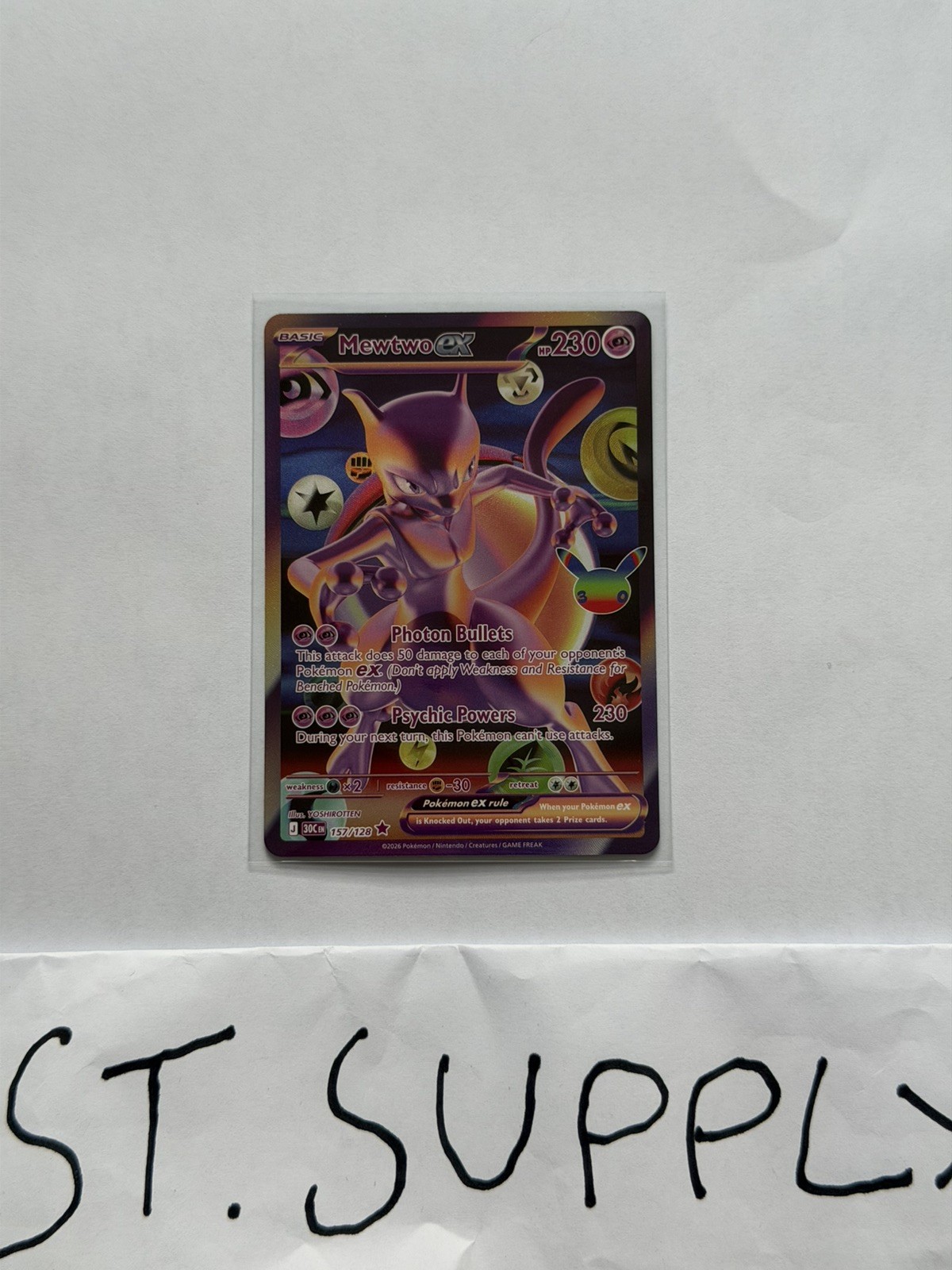 Pokémon TCG Mewtwo EX 30th celebration 157/128 Futuristic Ultra Rare NM Pokémon TCG Mewtwo EX 30th celebration 157/128 Futuristic Ultra Rare NM