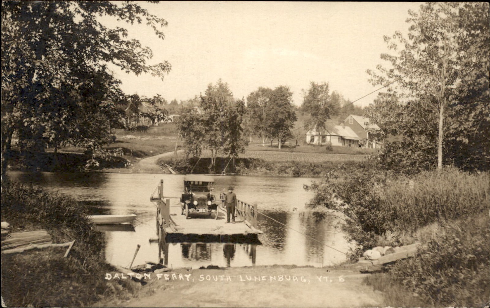 South Lunenburg Vermont VT Dalton Ferry Boat Car c1915 Real Photo Postcard bhn South Lunenburg Vermont VT Dalton Ferry Boat Car c1915 Real Photo Postcard bhn