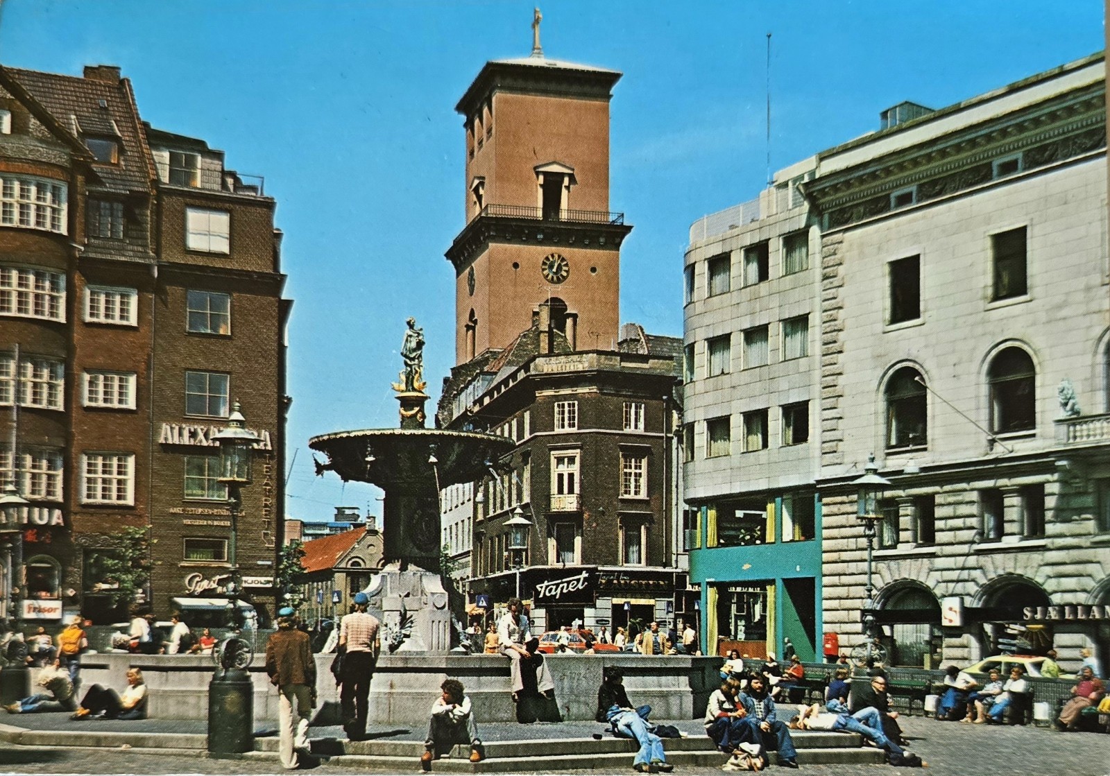 Copenhagen København 1978 Gammel Torv Market Church old card pc cpa postcard Copenhagen København 1978 Gammel Torv Market Church old card pc cpa postcard