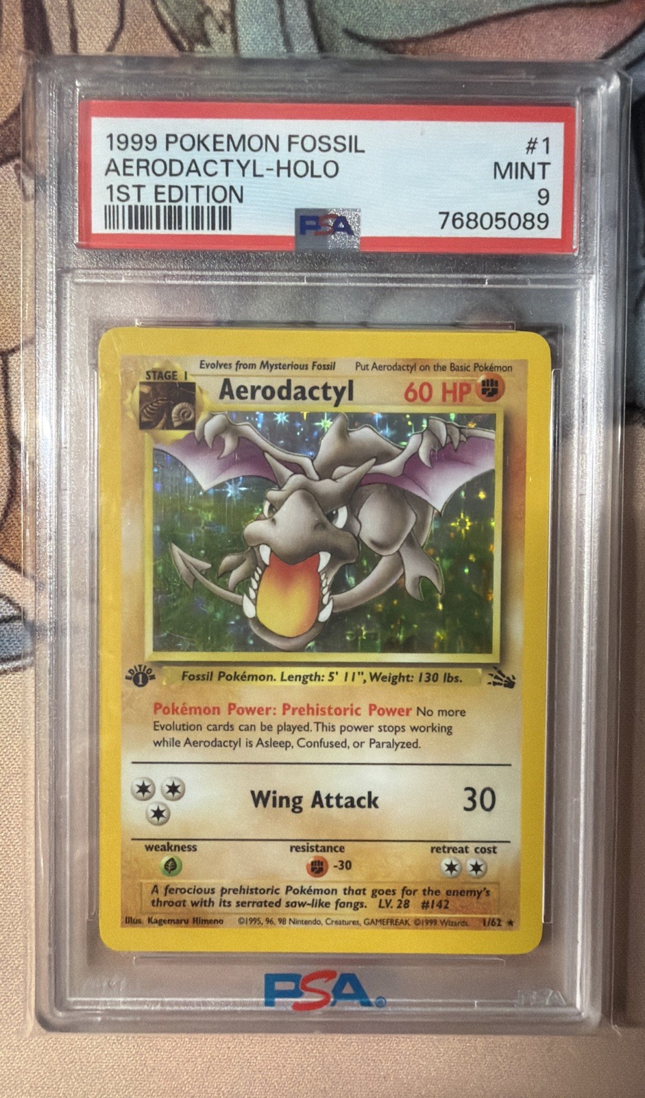 1999 Pokemon Fossil AERODACTYL #1 Holo 1st Edition PSA 9 MINT 1999 Pokemon Fossil AERODACTYL #1 Holo 1st Edition PSA 9 MINT
