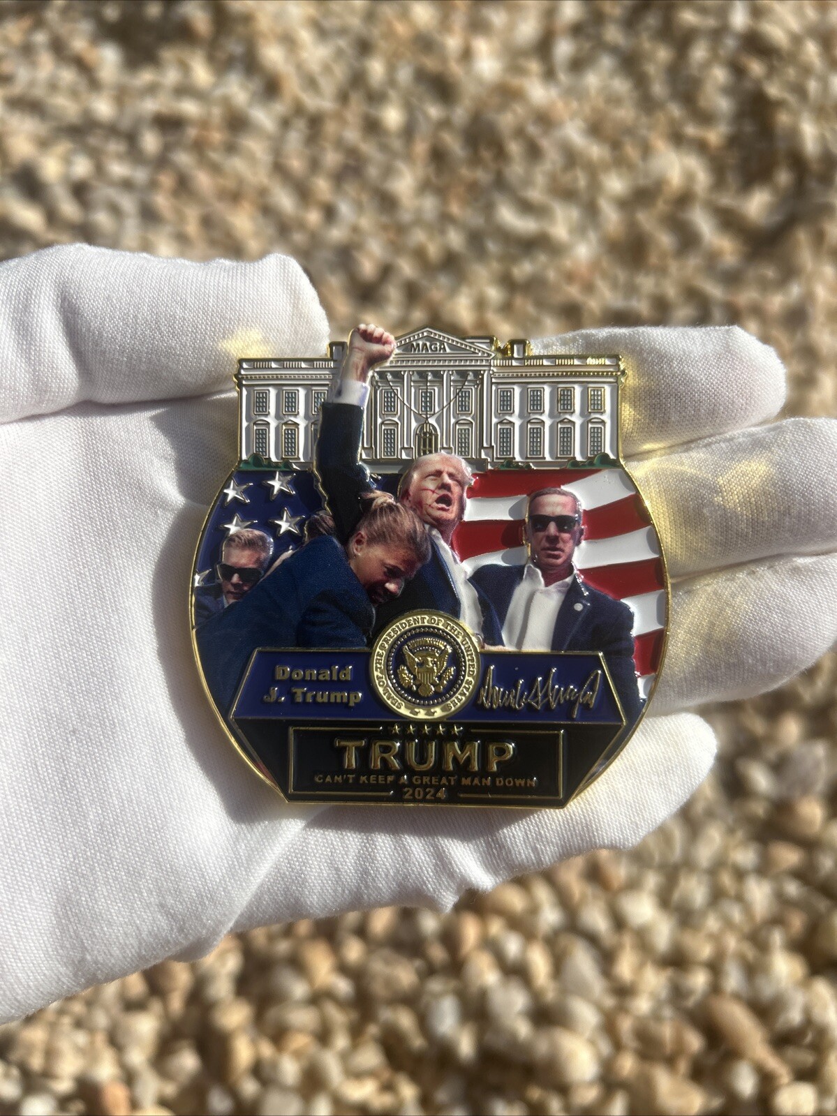 Donald Trump Fight Shooting Assassination Challenge Coin - MAGA - ONLY 100 MADE Donald Trump Fight Shooting Assassination Challenge Coin - MAGA - ONLY 100 MADE