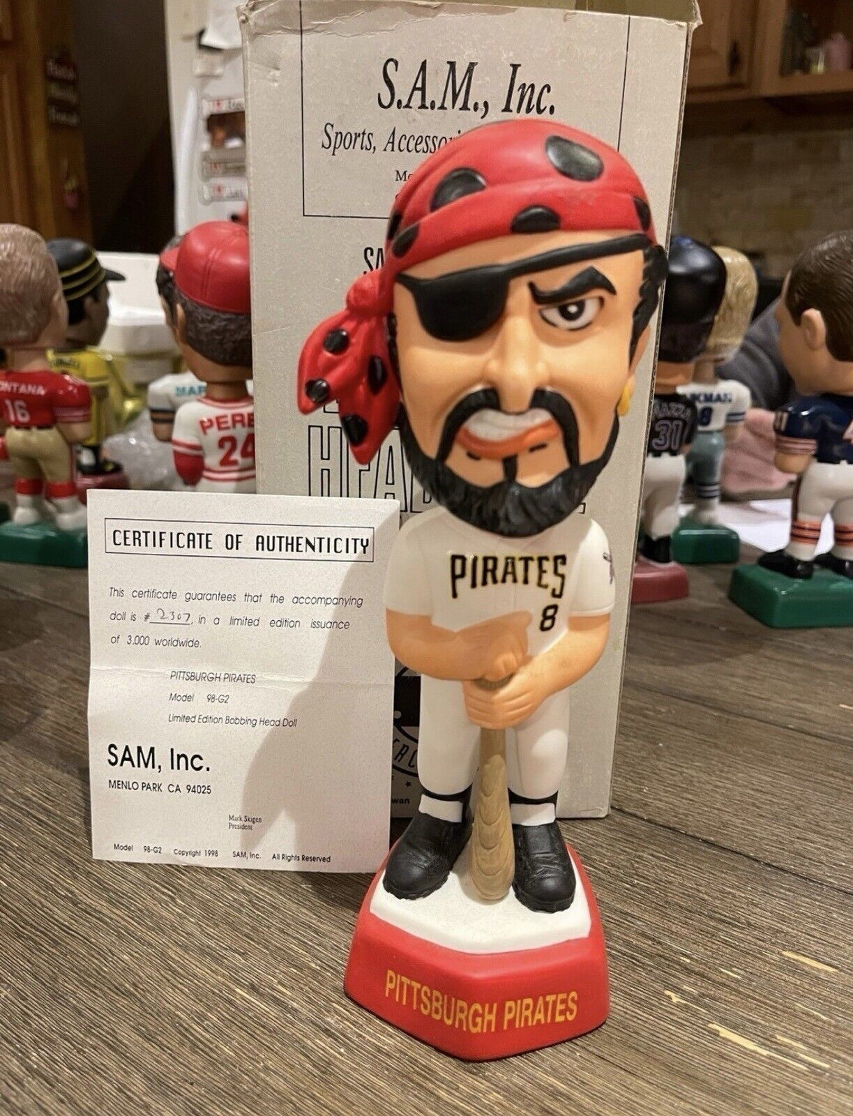 RARE Pittsburgh Pirates Mascot Sam’s Limited Edition Bobblehead #2307/3000