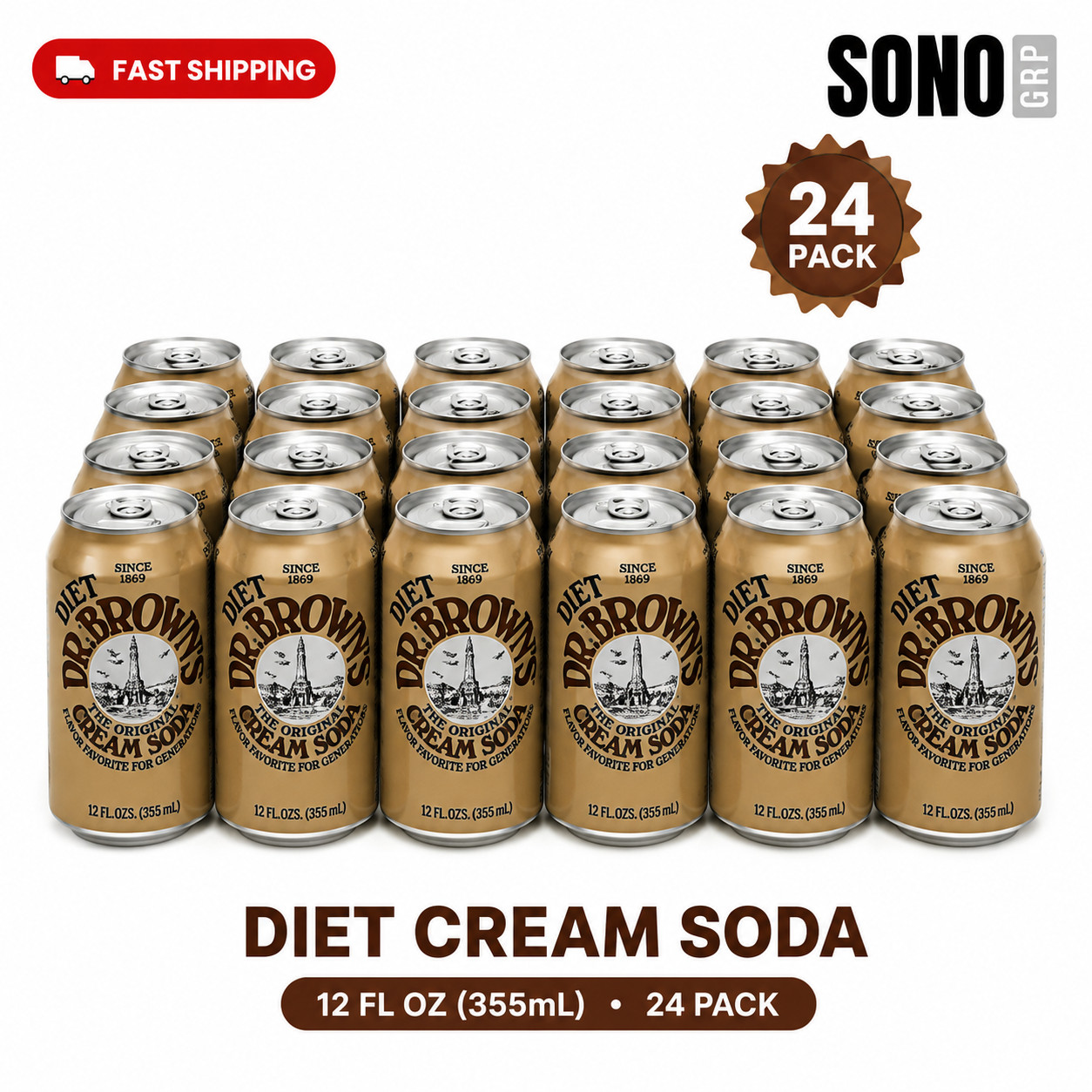 Dr. Brown's Diet Cream Soda , 12 Fl Oz (Pack of 24) Dr. Brown's Diet Cream Soda , 12 Fl Oz (Pack of 24)
