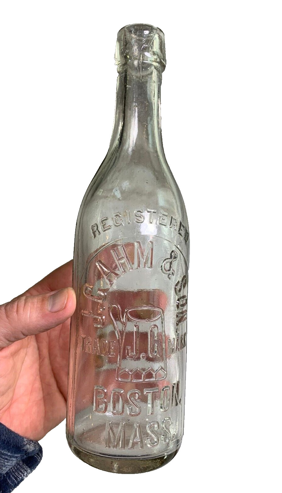 Antique J Gahm & Son Embossed Beer Bottle Boston Massachusetts Milwaukee Larger Antique J Gahm & Son Embossed Beer Bottle Boston Massachusetts Milwaukee Larger