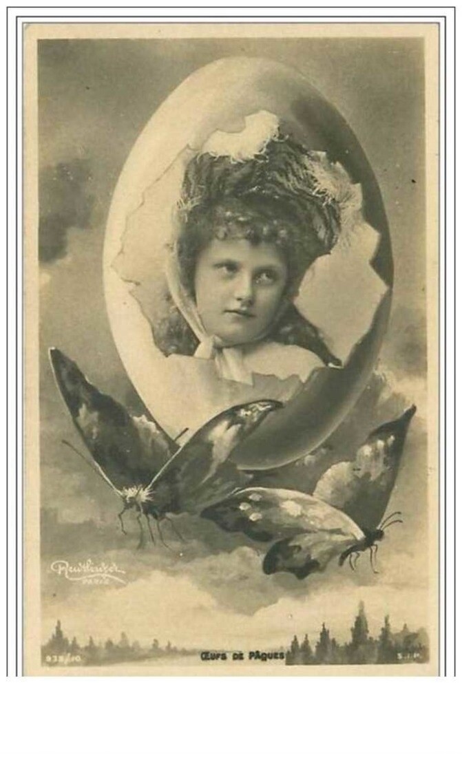 Cpa Montage Pâques Oeufs De Pâques Portrait Dans Un Oeuf Et Papillons Cpa Montage Pâques Oeufs De Pâques Portrait Dans Un Oeuf Et Papillons