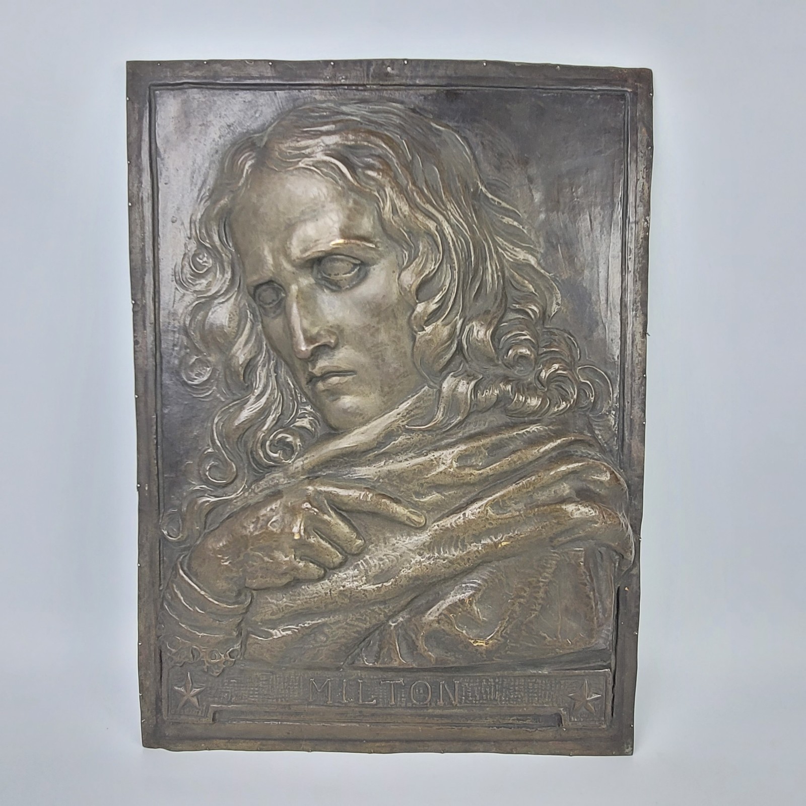 Vtg Poet John Milton Stamped Thin Metal 3D Portrait Wall Art Unframed Plaque 17 Vtg Poet John Milton Stamped Thin Metal 3D Portrait Wall Art Unframed Plaque 17