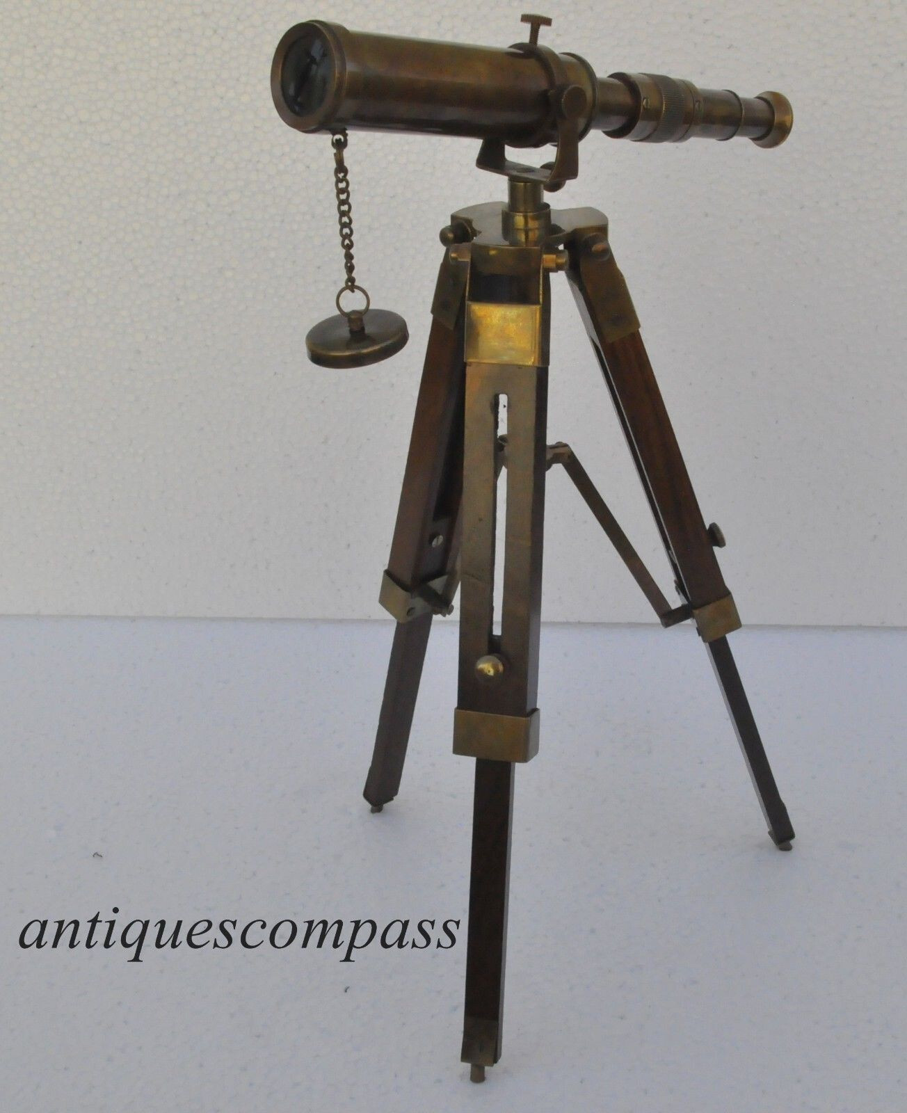 Solid Brass with Wooden Tripod Telescope Antique Nautical Vintage Decorative Solid Brass with Wooden Tripod Telescope Antique Nautical Vintage Decorative