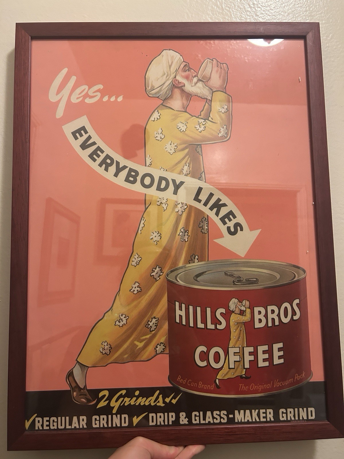 Original 1940s Vintage Hills Bros. Coffee advertising Poster Framed VGC Arabian Original 1940s Vintage Hills Bros. Coffee advertising Poster Framed VGC Arabian