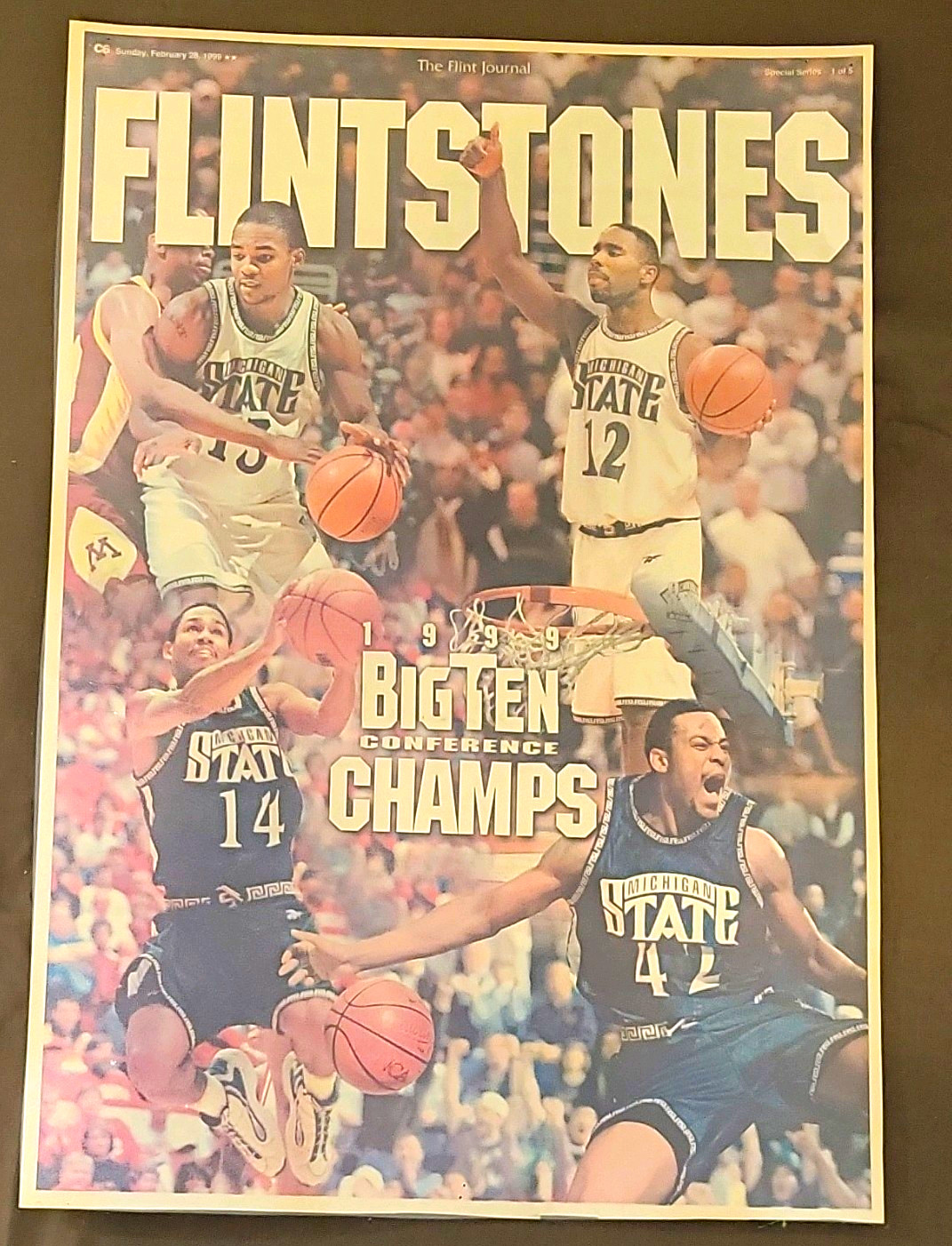 The Flint Journal 1999 Flintstones Michigan State Big Ten Champs Cover The Flint Journal 1999 Flintstones Michigan State Big Ten Champs Cover