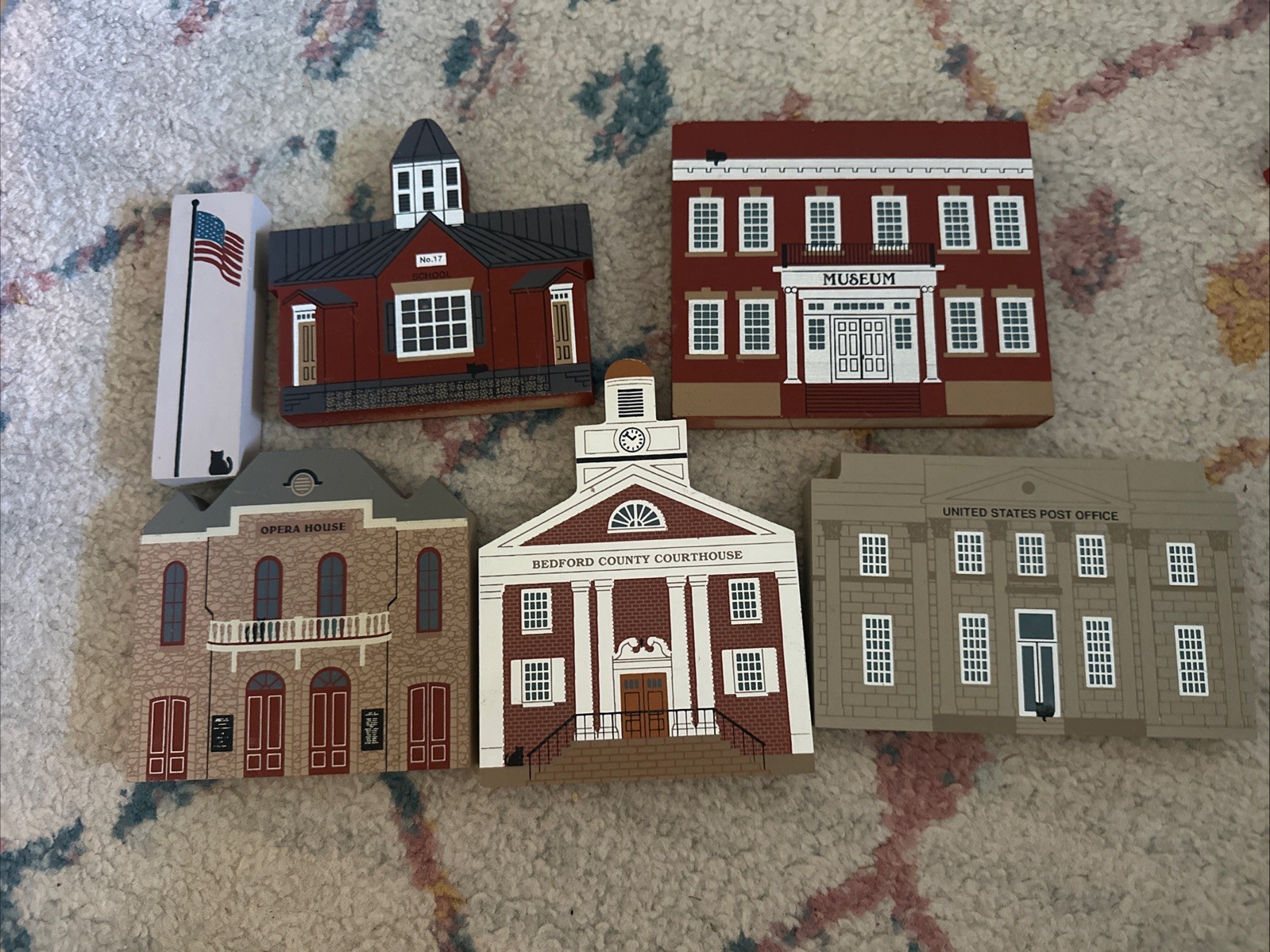 The Cat's Meow Village Lot of 6 School Flag Opera Courthouse Post Office Museum The Cat's Meow Village Lot of 6 School Flag Opera Courthouse Post Office Museum