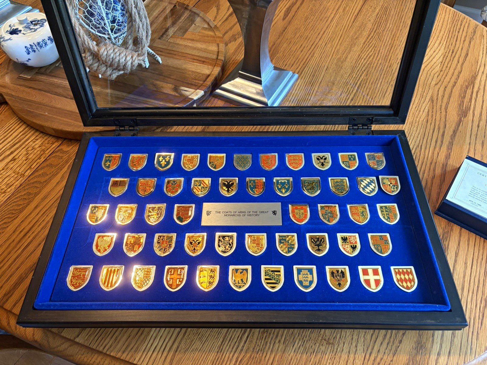 Franklin Mint Framed Coats of Arms Crest Set Hand-Enameled w/ Certificate Franklin Mint Framed Coats of Arms Crest Set Hand-Enameled w/ Certificate