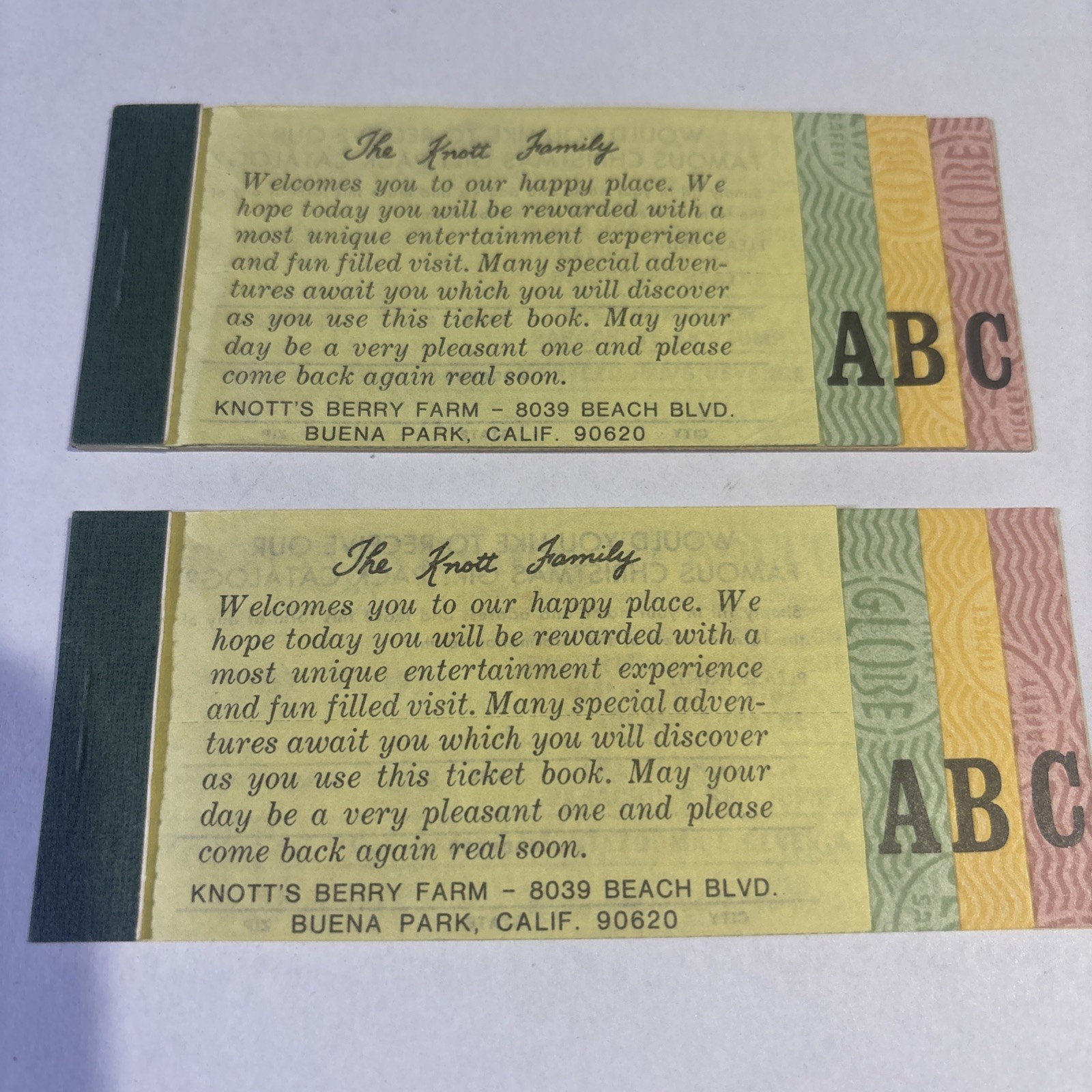 Vintage Pair of 1970s Knott's Berry Farm Super Bonanza Ticket books Vintage Pair of 1970s Knott's Berry Farm Super Bonanza Ticket books