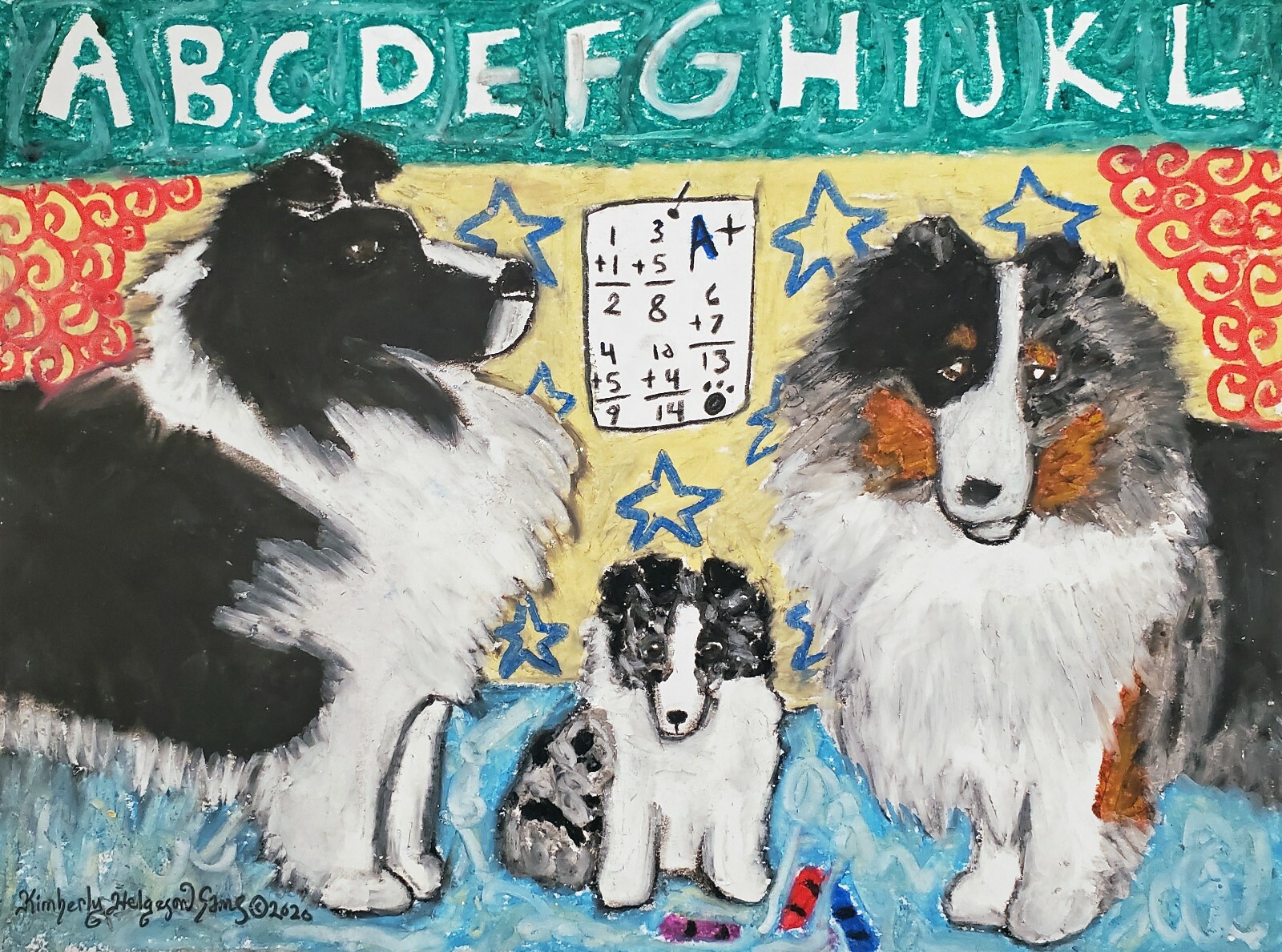 Sheltie Home School Art Print 5 x 7 Dog Collectible Shetland Sheepdog by KSams