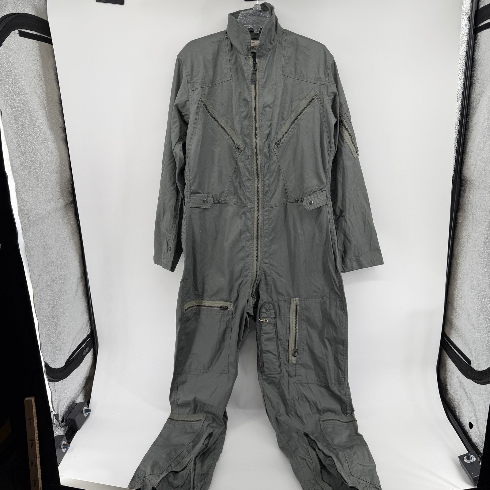 Vintage USAF K-2B Flight Suit Men\'s MEDIUM Reg Sage Green Coveralls 1969 Vietnam