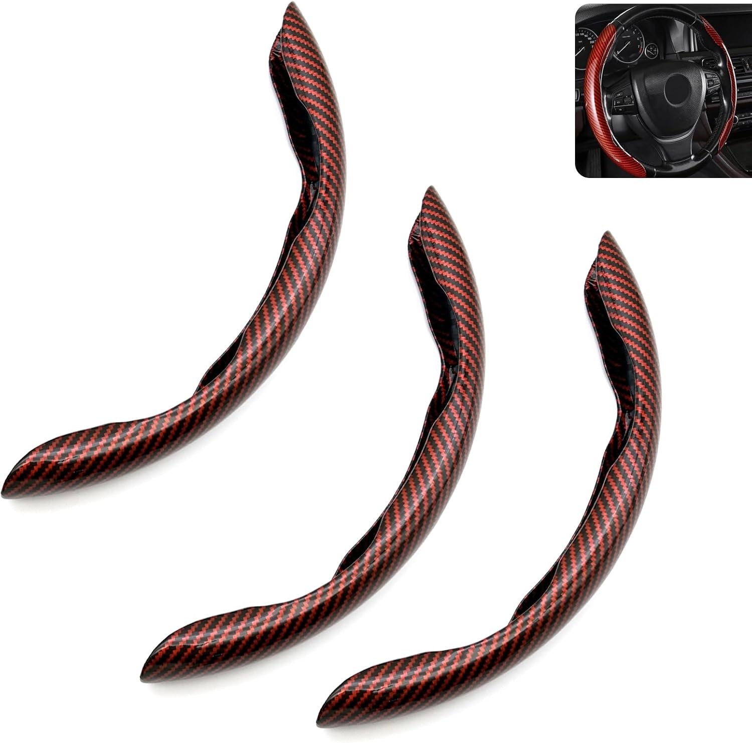 3 PCS Car Steering Wheel Covers, Carbon Fiber Anti-Slip Steering Wheel Protector
