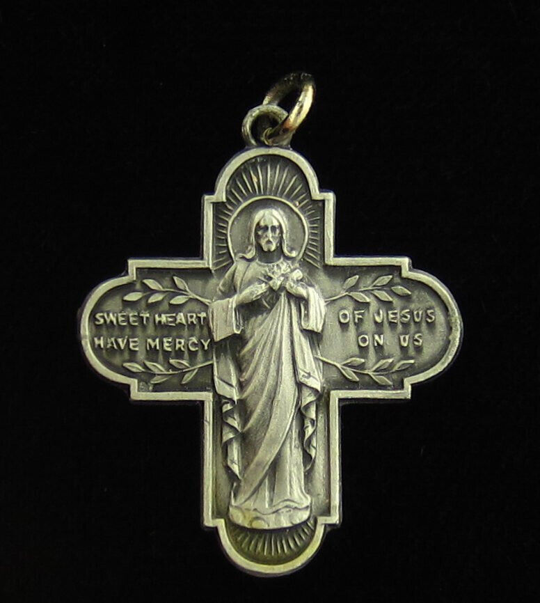 Vintage Sweet Heart of Jesus Medal Religious Holy Catholic Mary Mount Carmel