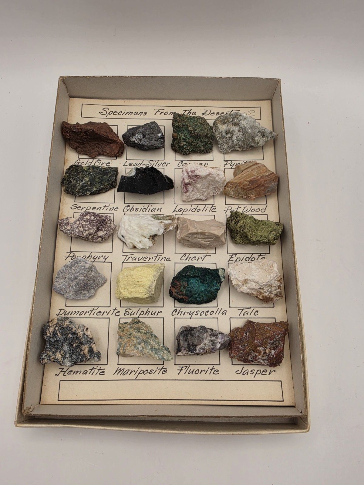 Vintage Mineral Specimens from the Desert - 20 Samples with Box and Descriptions