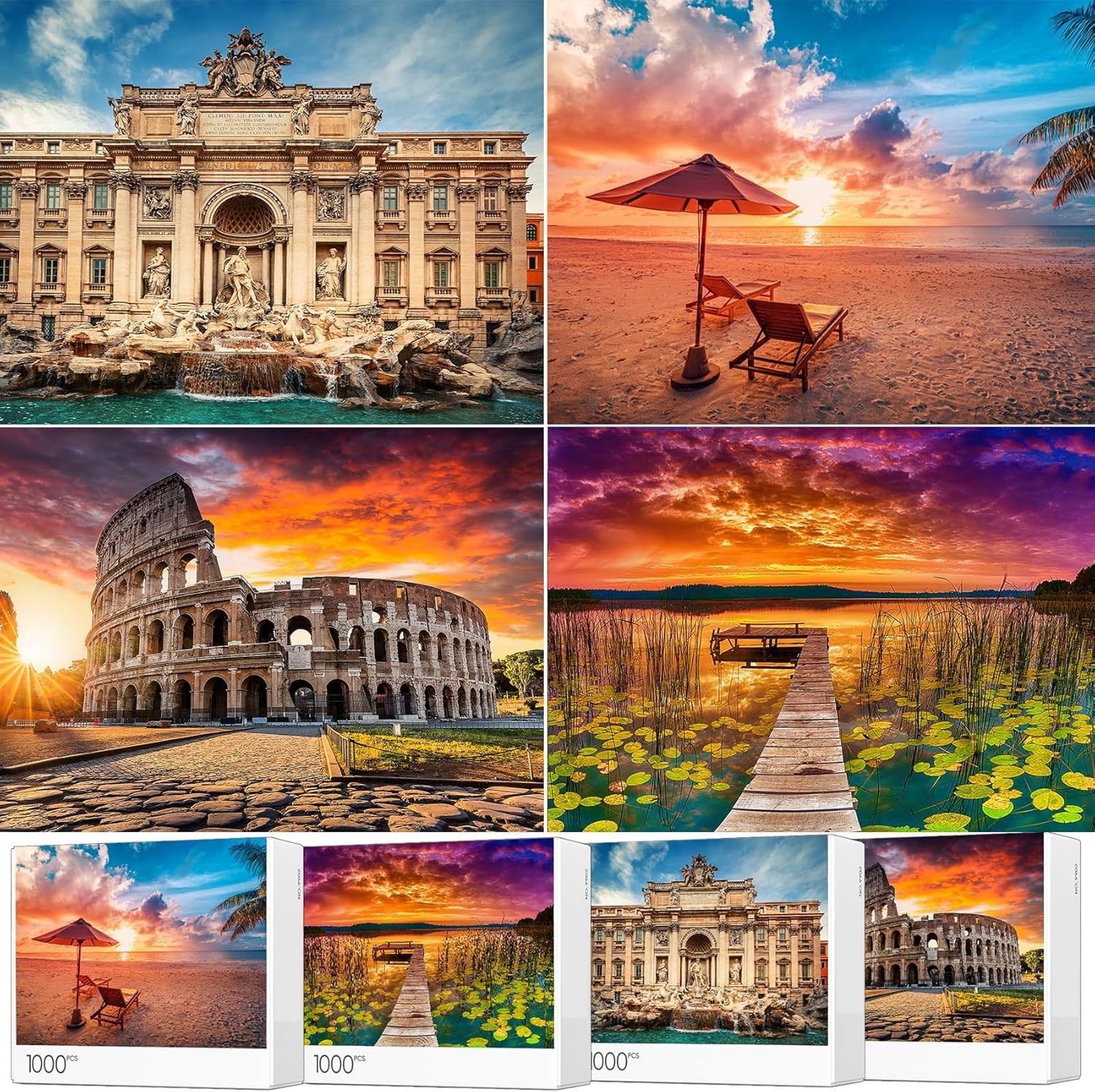 Rechiato Jigsaw Puzzles 4 Pack 1000 Pieces - Puzzles For Adults - Zion Rechiato Jigsaw Puzzles 4 Pack 1000 Pieces - Puzzles For Adults - Zion