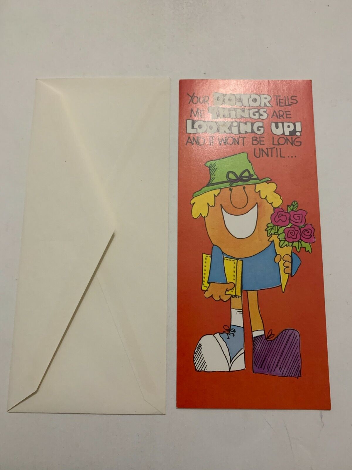 Vintage 1960\'s Humorous Retro Risque Get Well Greeting Card & Envelope Unused