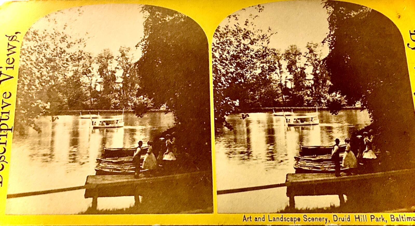 STEREOVIEW CARD-W.M. CHASE—BALTIMORE MD—DRUID HILL-“SKATING LAKE”—VINTAGE-1800’s STEREOVIEW CARD-W.M. CHASE—BALTIMORE MD—DRUID HILL-“SKATING LAKE”—VINTAGE-1800’s