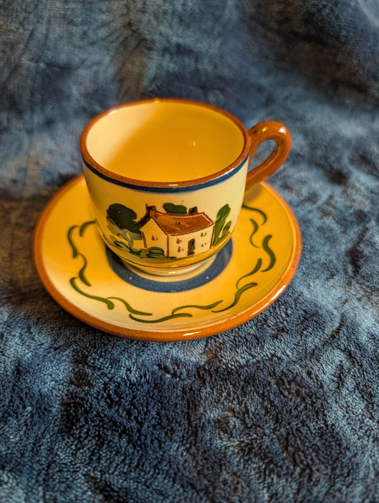 RARE VINTAGE TORQUAY MOTTO WARE CUP & SAUCER With Saying “la Plus Puissante…”