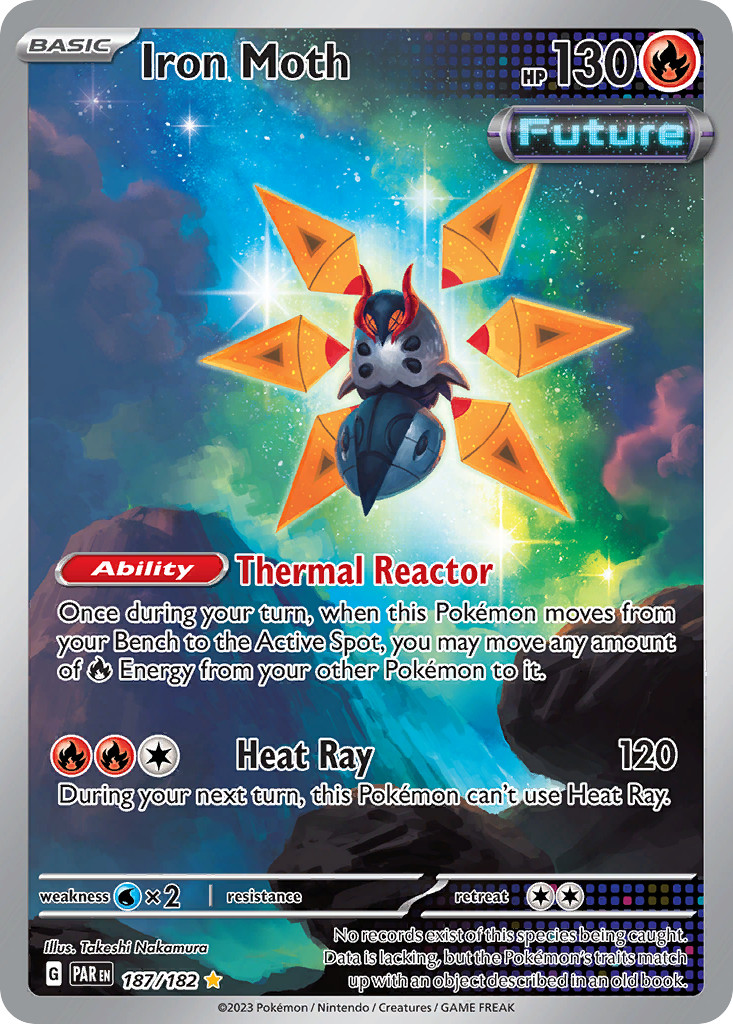 Pokemon Iron Moth 187/182 Holo Illustration Rare Paradox Rift NM Pokemon Iron Moth 187/182 Holo Illustration Rare Paradox Rift NM