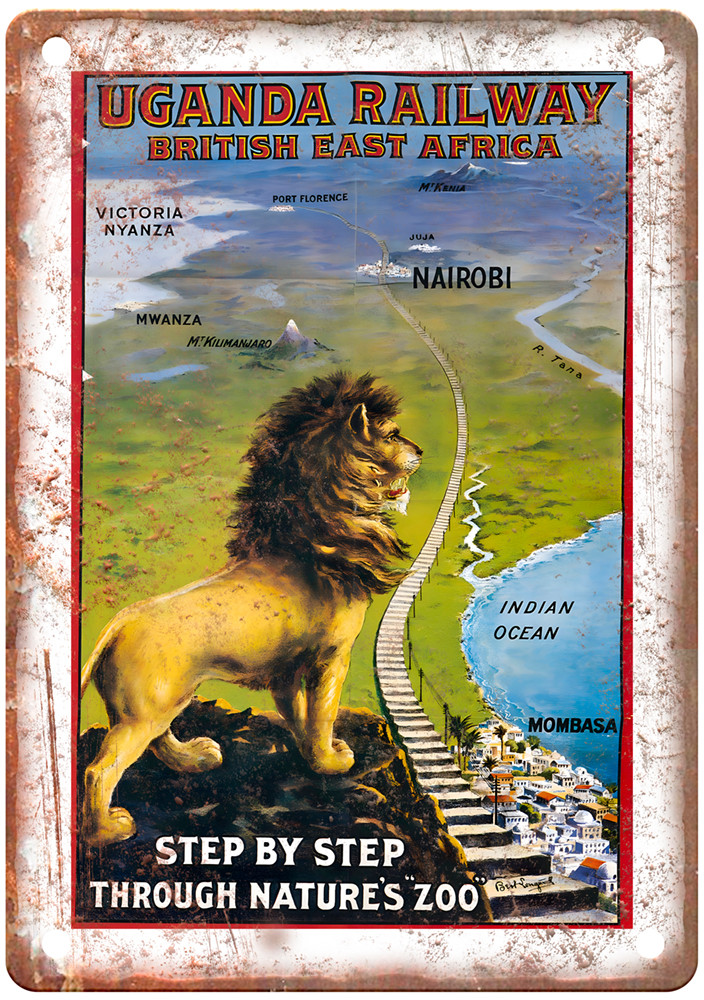 1908 Vintage Uganda Railroad Retro Look Metal Sign ZL440 1908 Vintage Uganda Railroad Retro Look Metal Sign ZL440