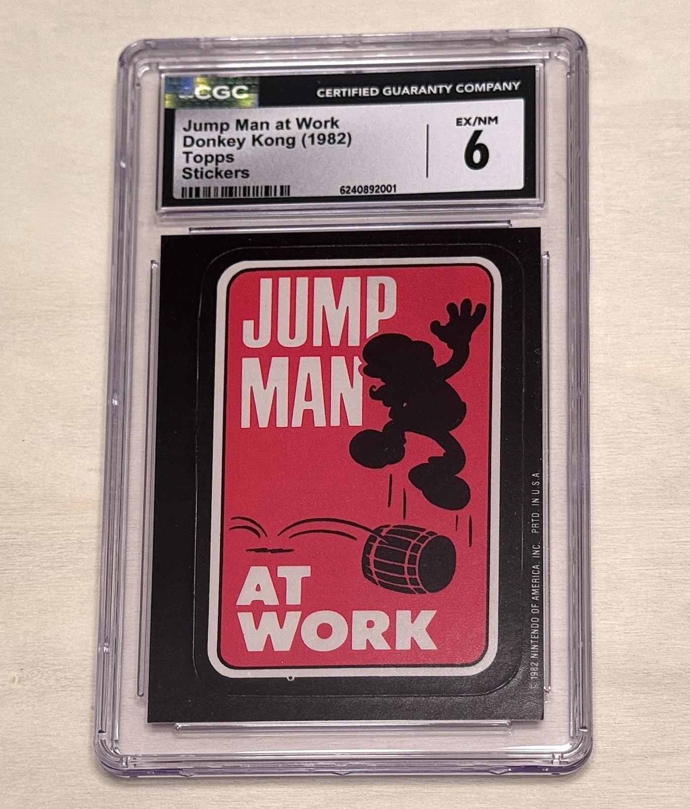 1982 DONKEY KONG STICKERS JUMP MAN AT WORK CARD MARIO RC CGC 6 EX/NM 1982 DONKEY KONG STICKERS JUMP MAN AT WORK CARD MARIO RC CGC 6 EX/NM