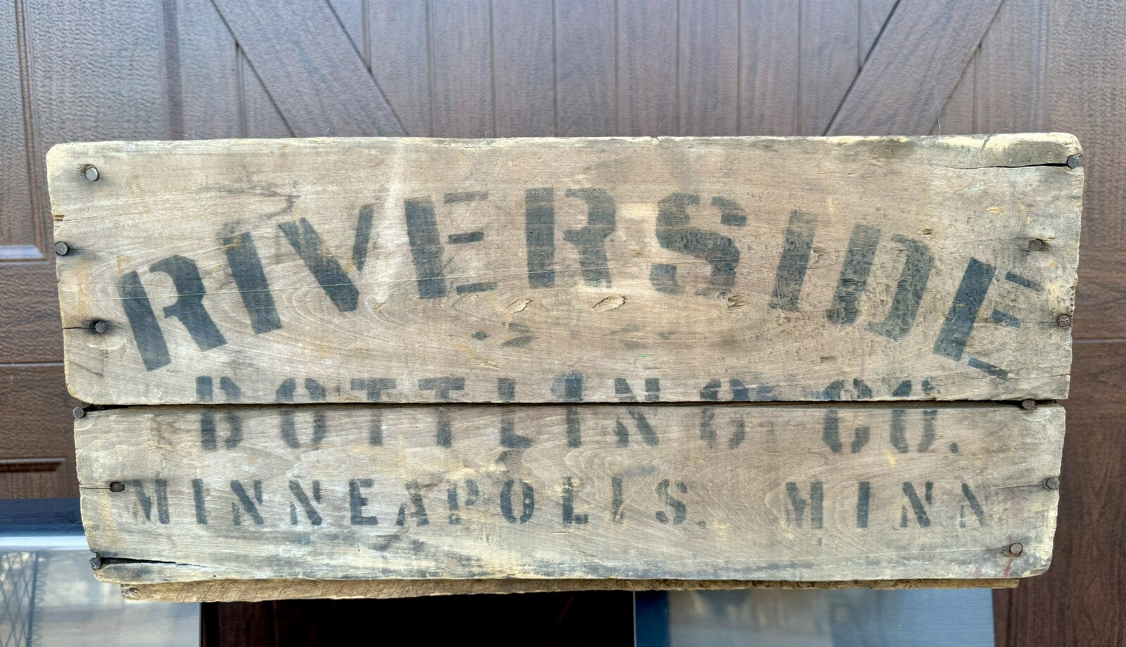 Rare Riverside bottling crate minneapolis mn wood Antique Brewing Beer Soda Box Rare Riverside bottling crate minneapolis mn wood Antique Brewing Beer Soda Box
