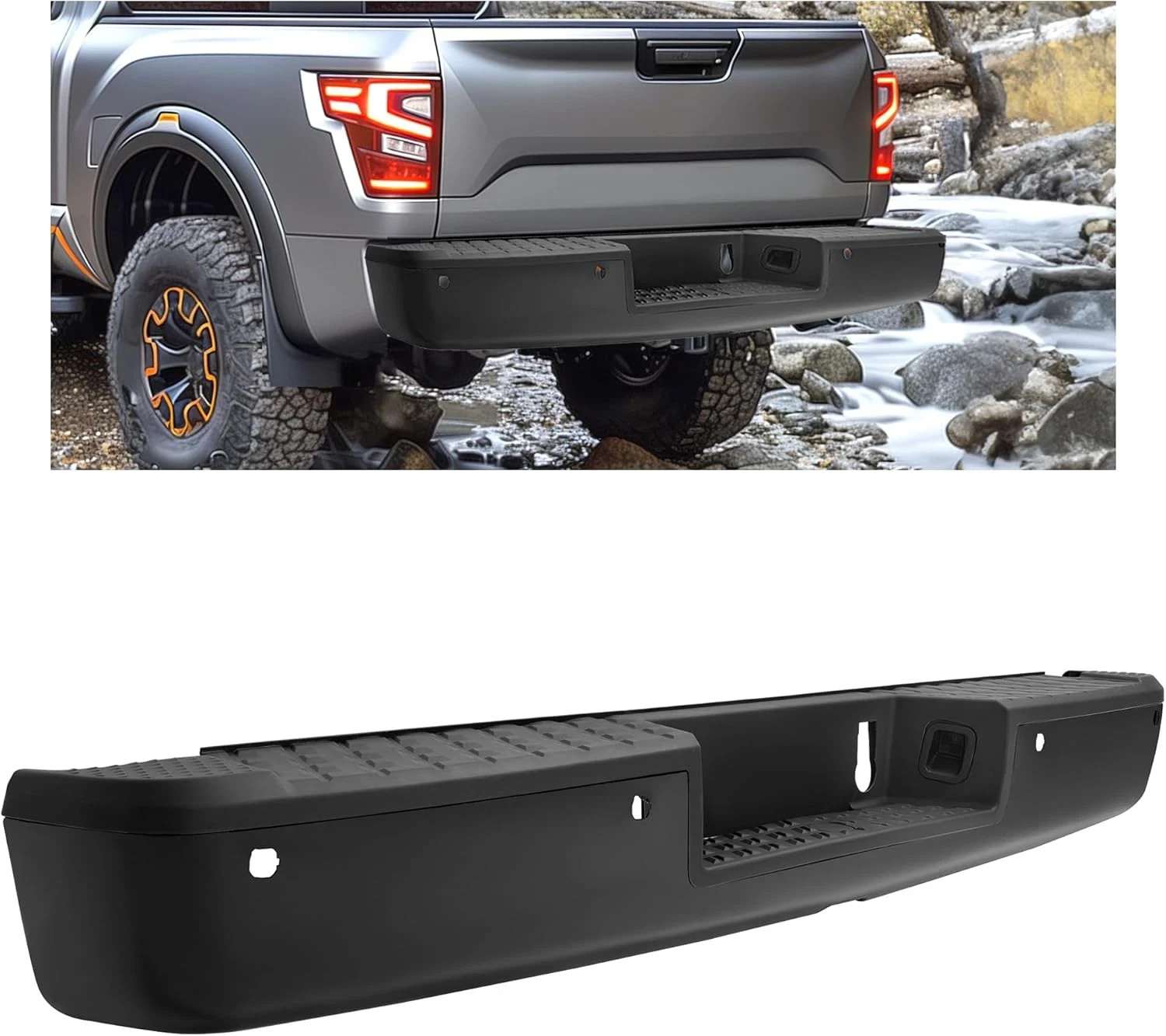 Rear Bumper Assembly Compatible with 2016-2020 Nissan Titan XD W/Parking Aid Sen