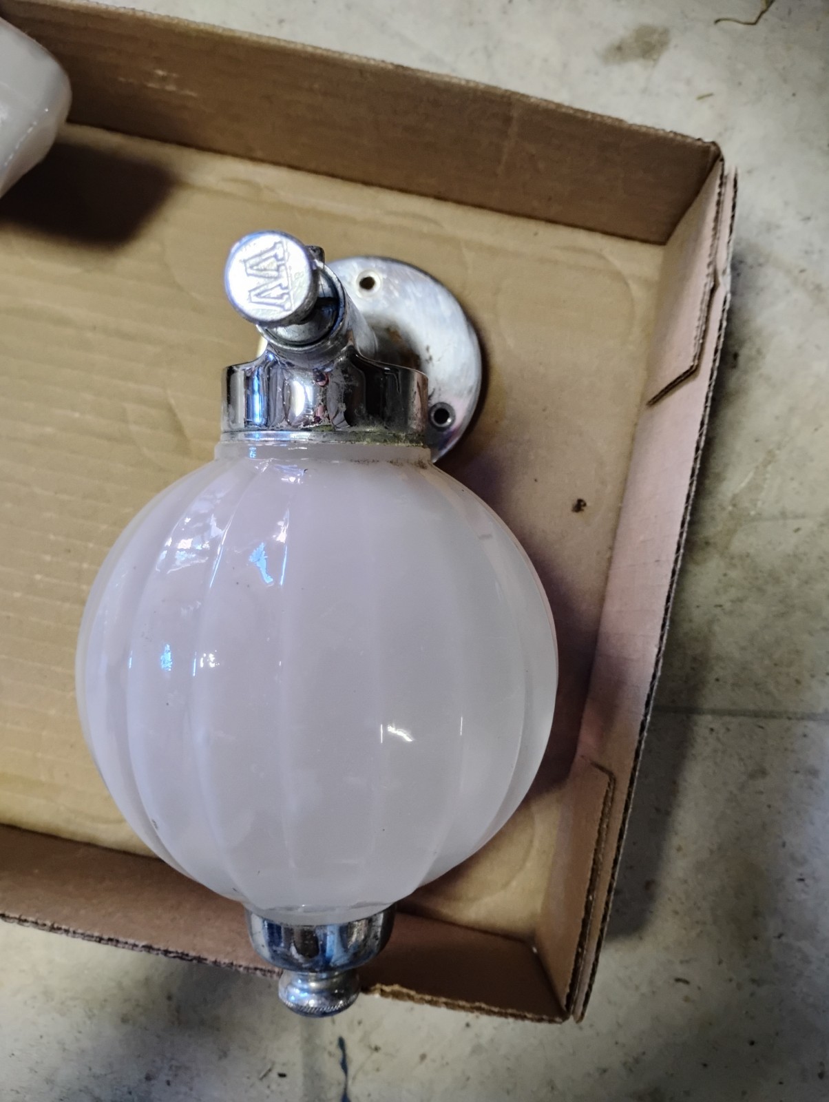 Antique West Disinfecting Company Fluted Glass Wall Mounted Soap Dispenser