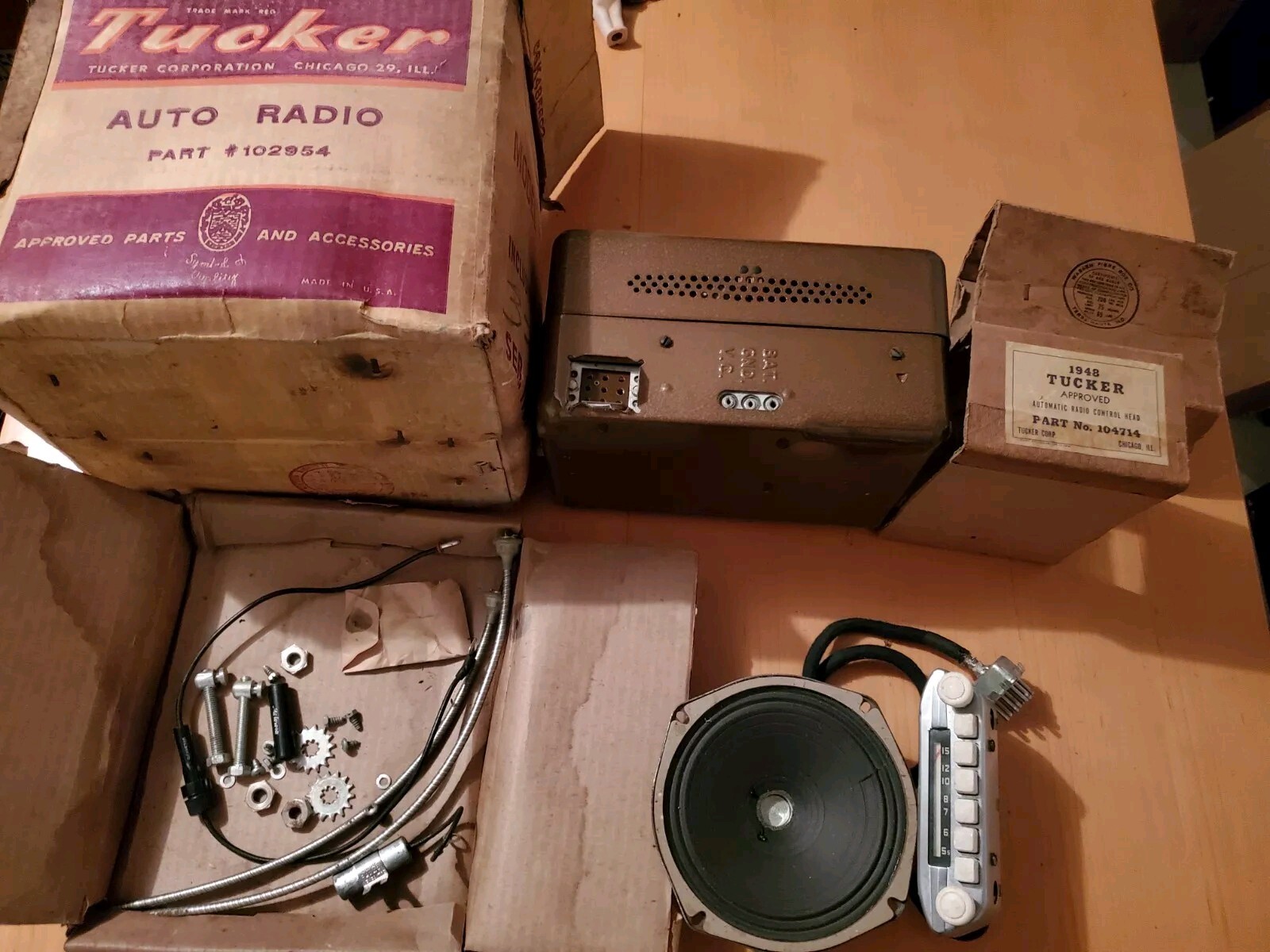1948 TUCKER AUTO RADIO 102954 Car Radio W/ Head NIB Original Receipt Model 708T6 1948 TUCKER AUTO RADIO 102954 Car Radio W/ Head NIB Original Receipt Model 708T6