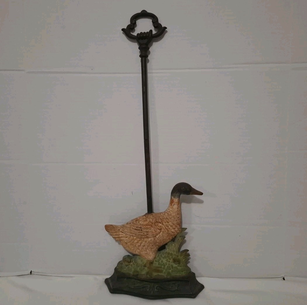 ANTIQUE 19TH CENTURY DOOR PORTER VICTORIAN DUCK CAST IRON DOOR STOP 25\