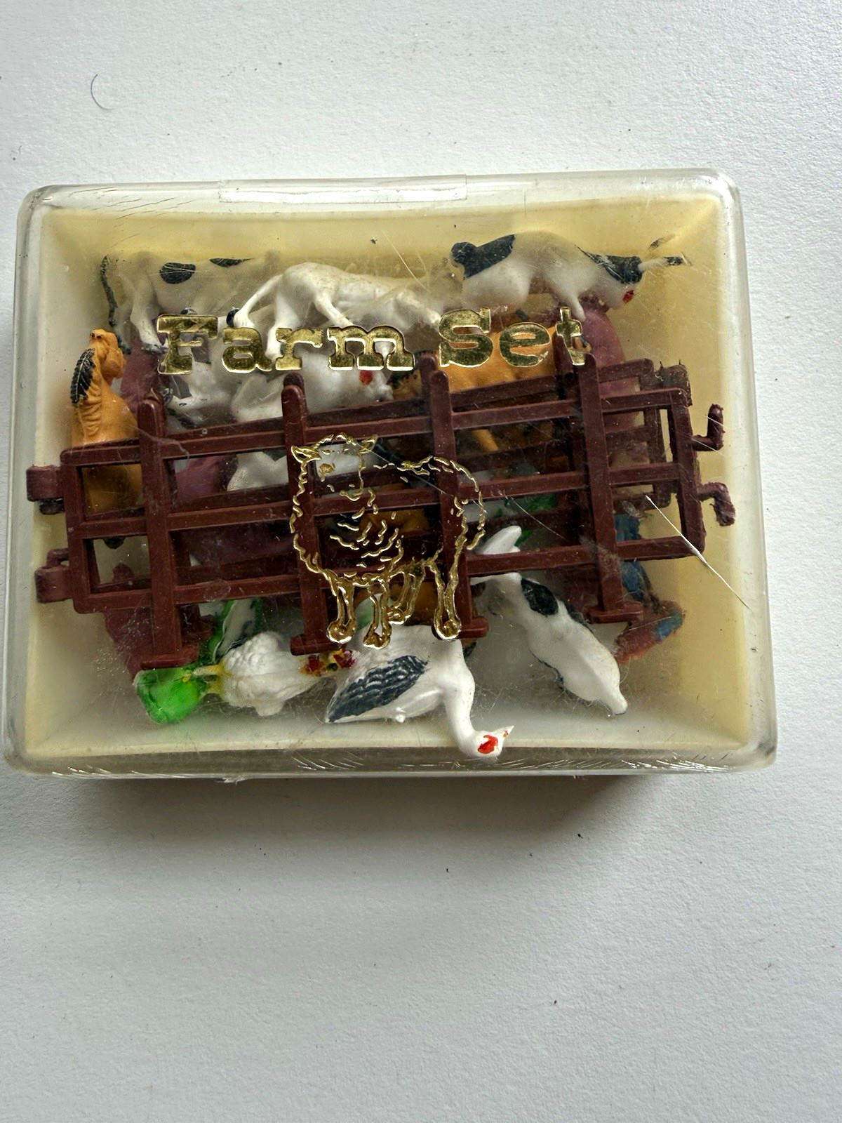 Vintage Miniature Farm Animal Figurines Set Lot, Plastic Display Case, Vintage Miniature Farm Animal Figurines Set Lot, Plastic Display Case,