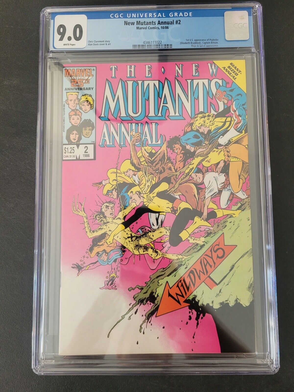 THE NEW MUTANTS ANNUAL #2 CGC 9.0 GRADED 1986 1ST APPEARANCE OF PSYLOCKE in US