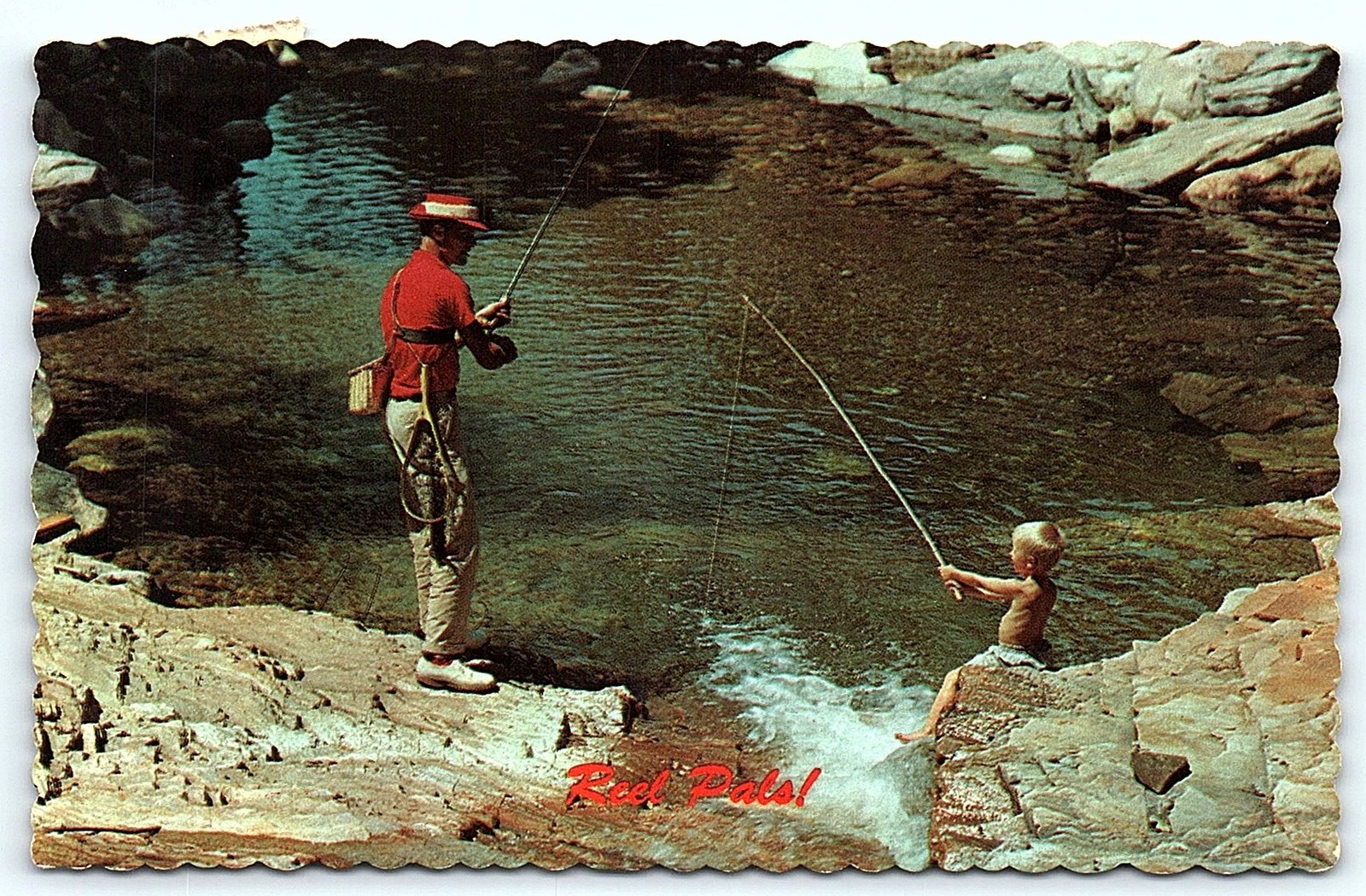 1960s Postcard: 'Reel Pals' Father & Son Fishing 1960s Postcard: 'Reel Pals' Father & Son Fishing