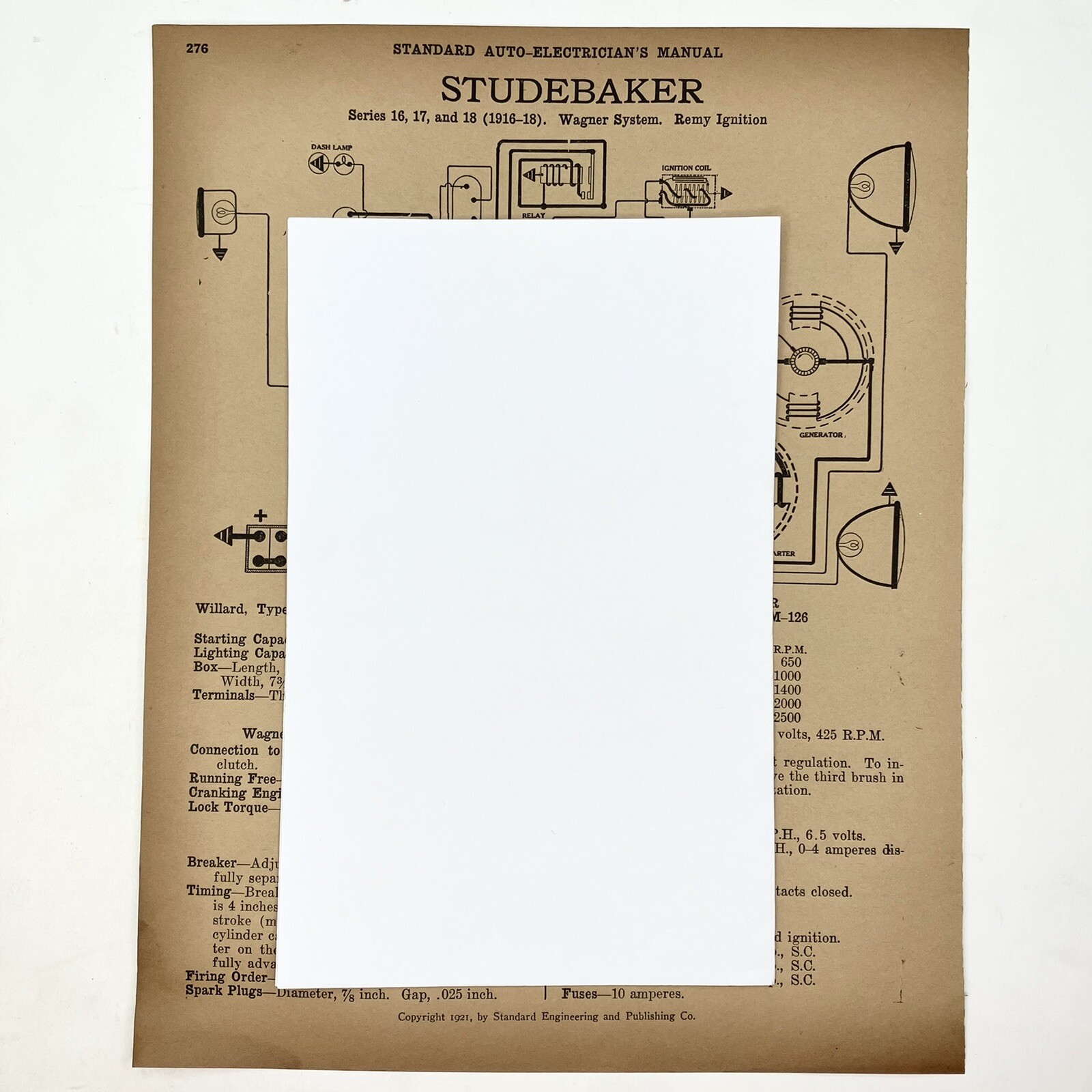 Vtg 1916-18 Studebaker & 1920 6-68 Moon Standard Auto Electrician Manual