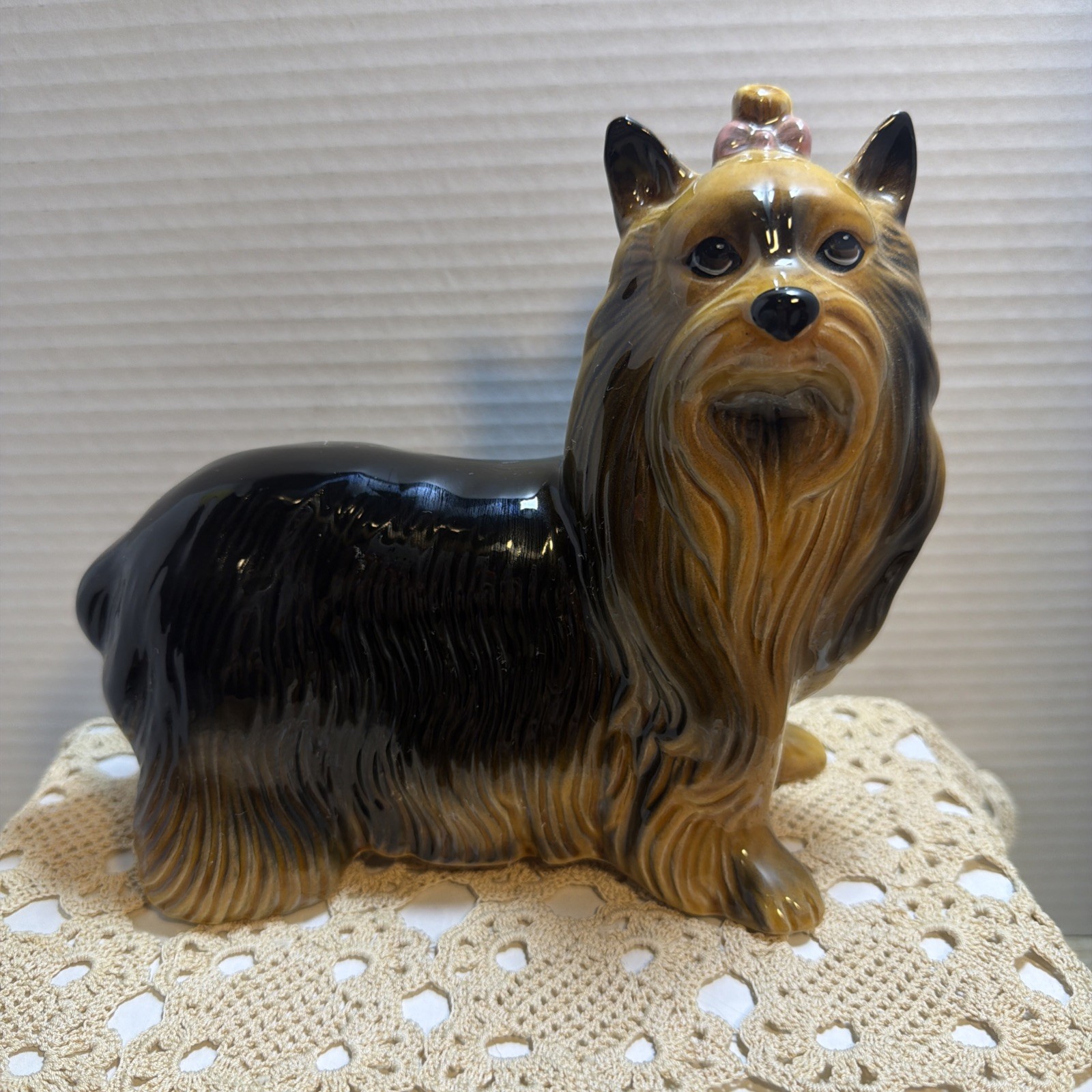 Vintage Coopercraft England Yorkshire Terrier dog figurine 6” Pink Bow Vintage Coopercraft England Yorkshire Terrier dog figurine 6” Pink Bow