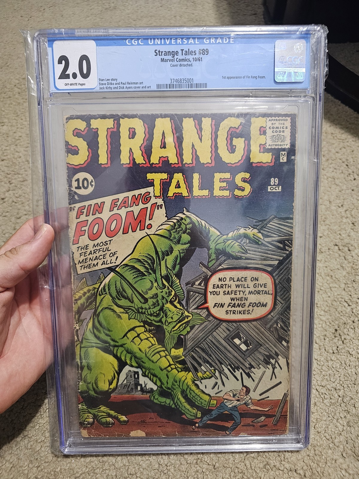 STRANGE TALES #89 Fin Fang Foom 1st Appearance CGC 2.0 Marvel Comic 1961 CH7 STRANGE TALES #89 Fin Fang Foom 1st Appearance CGC 2.0 Marvel Comic 1961 CH7